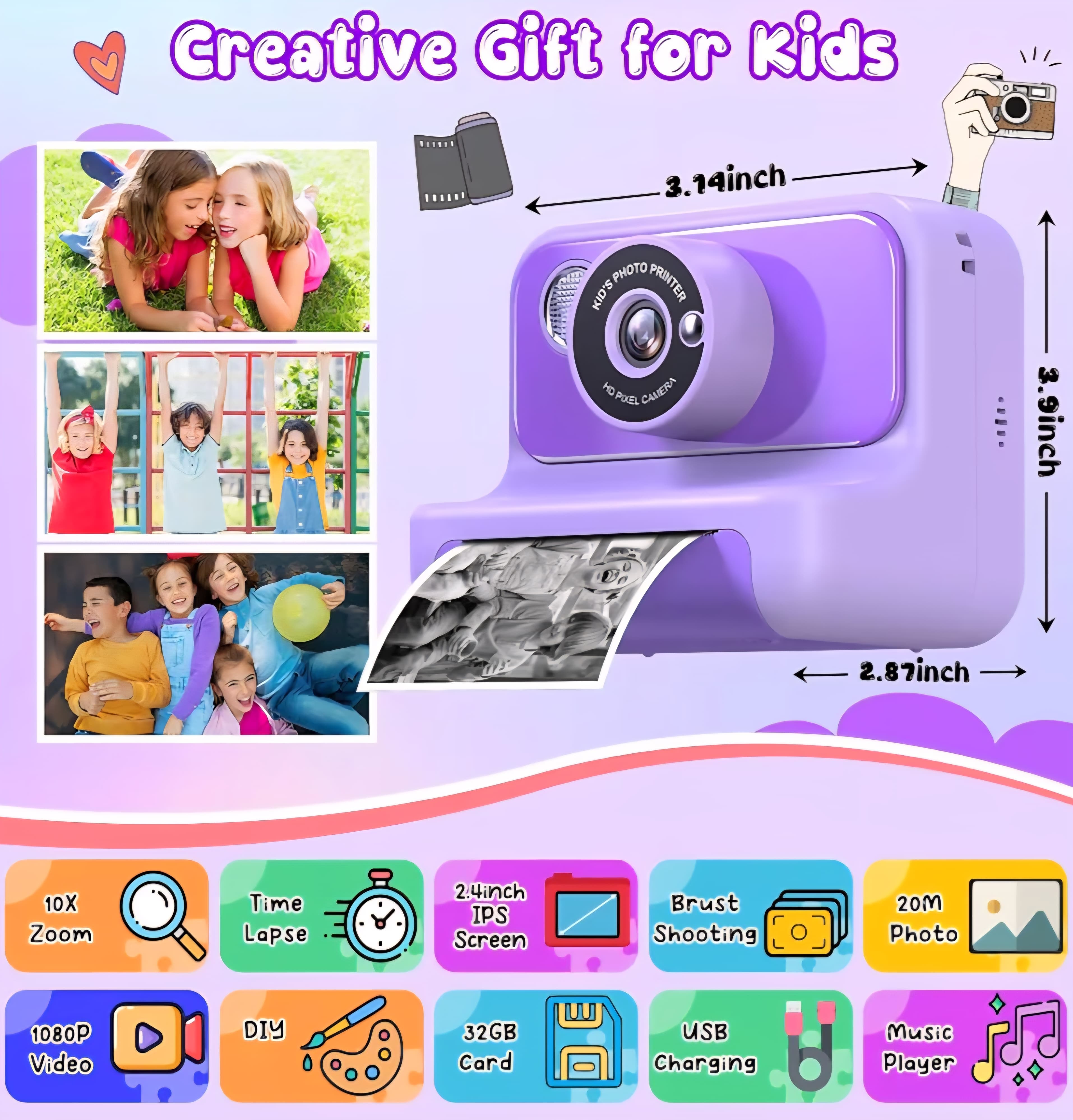 1080P HD Video Digital Kids Camera (Purple)