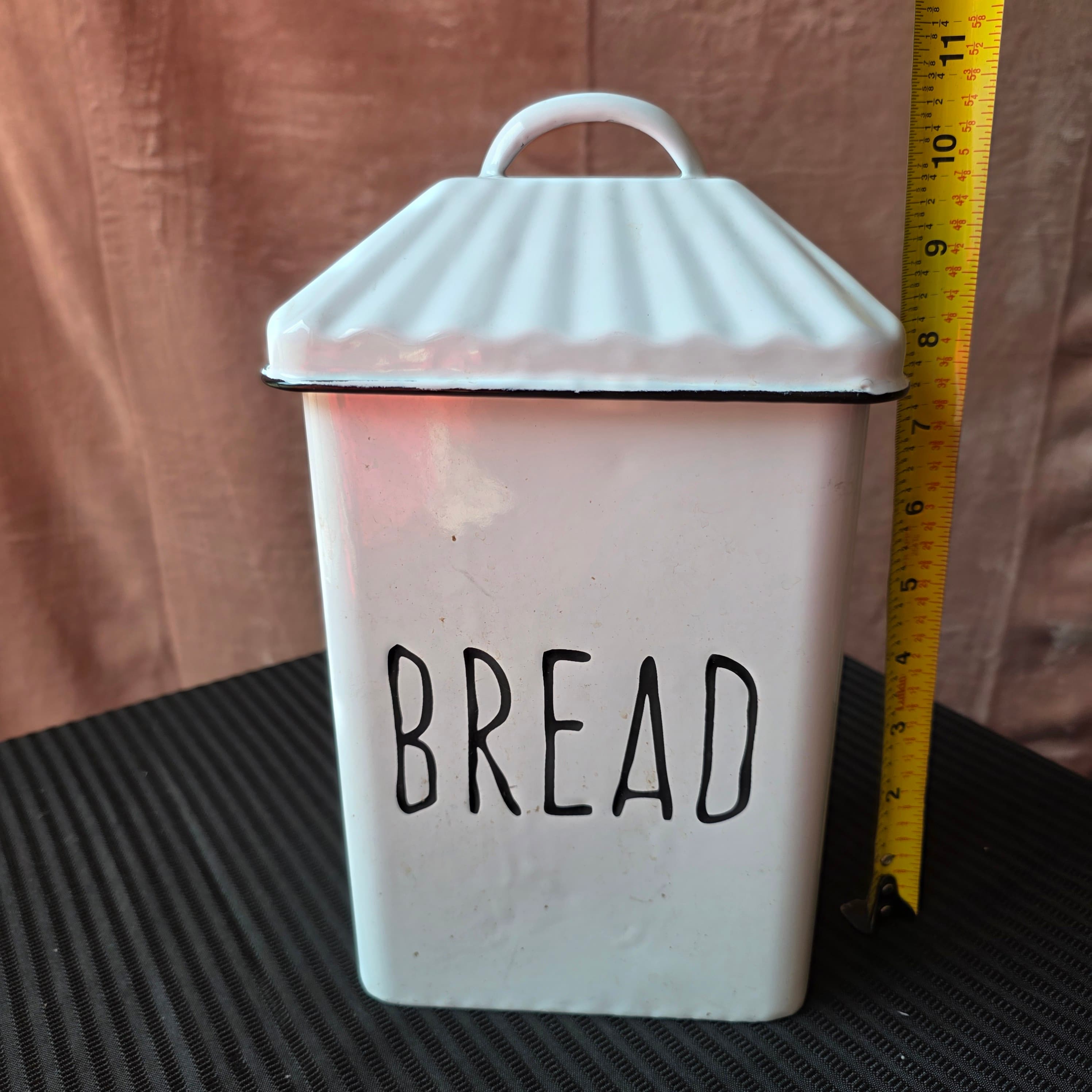 Modern Enamel Bread Canister with Lid