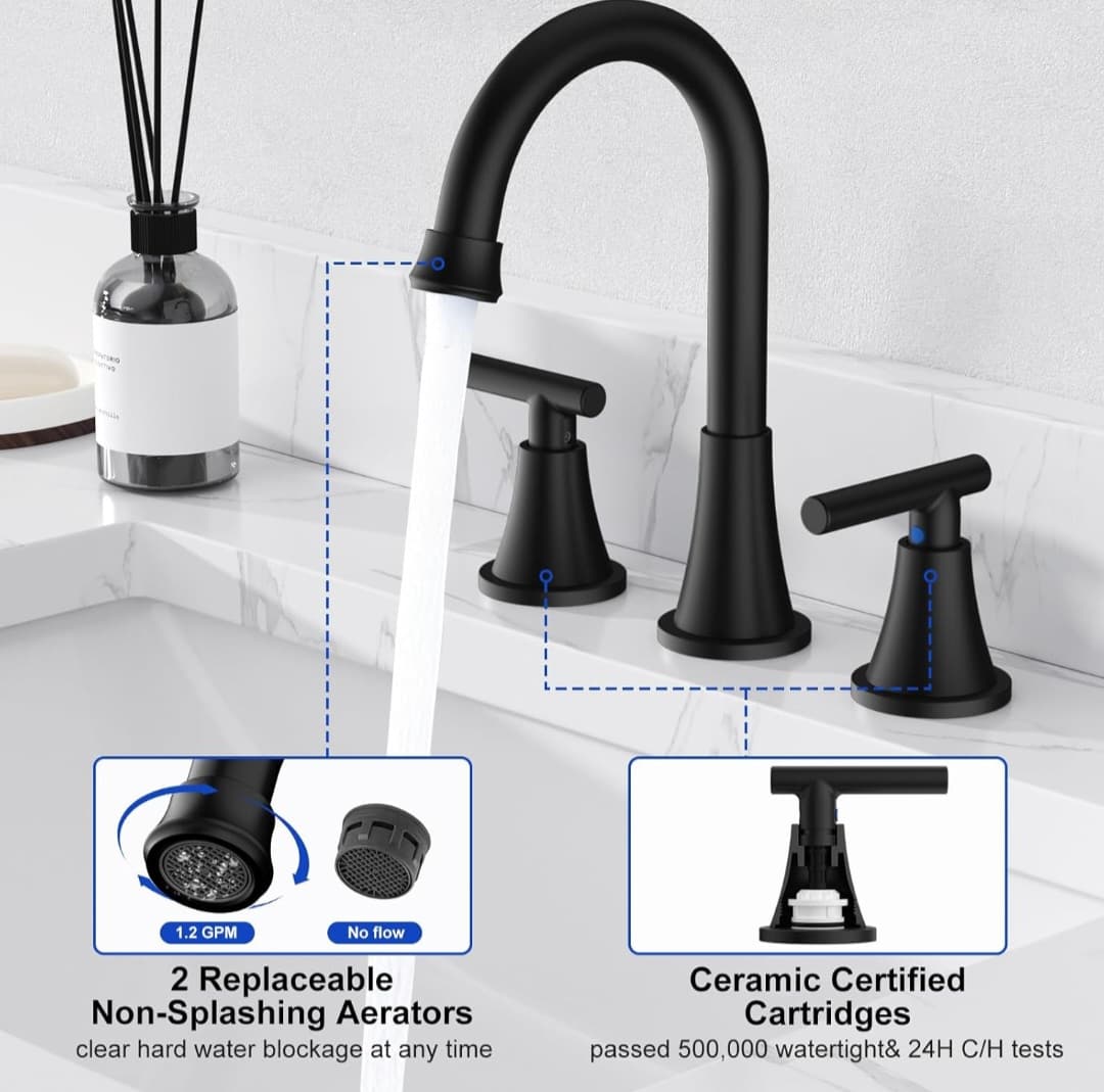 Bathroom Faucet - Stainless Steel/Matte Black Finish
