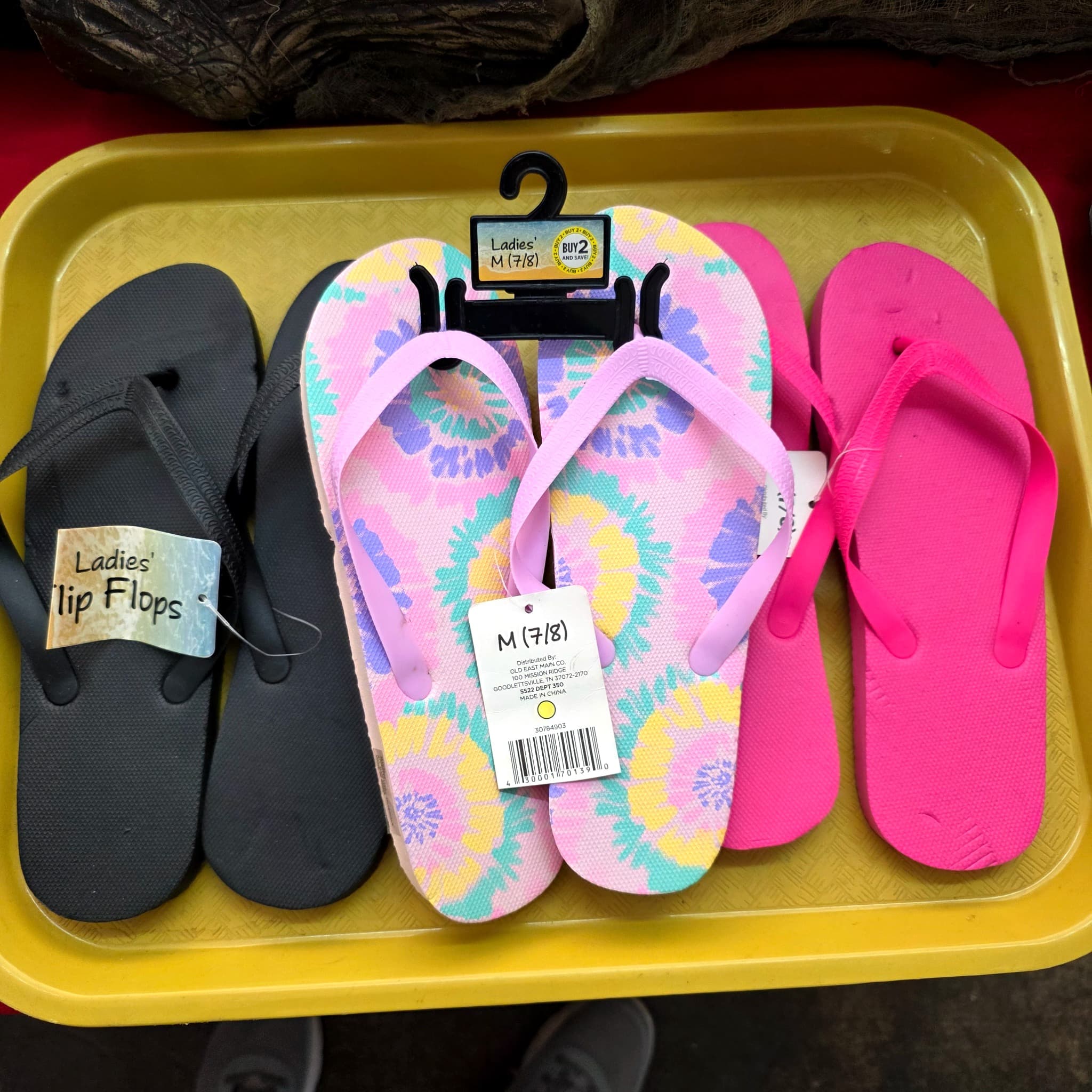 Ladies' Flip-Flops, 3 Pair, Size Medium