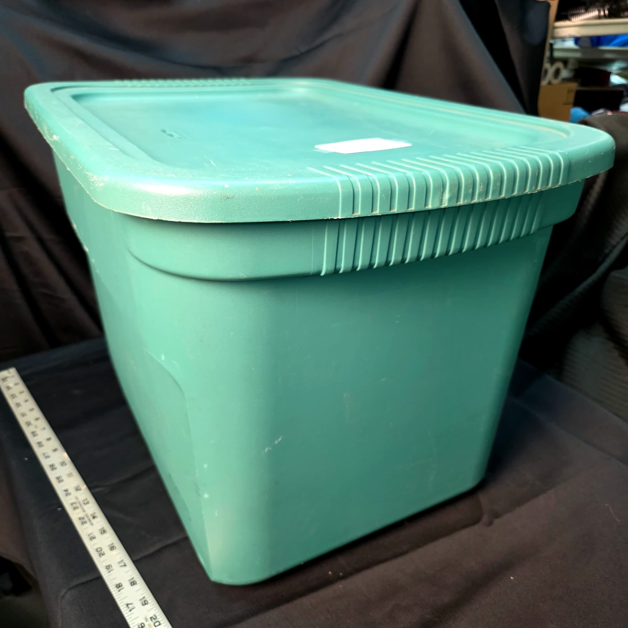 Large Teal Plastic Storage Tote with Lid