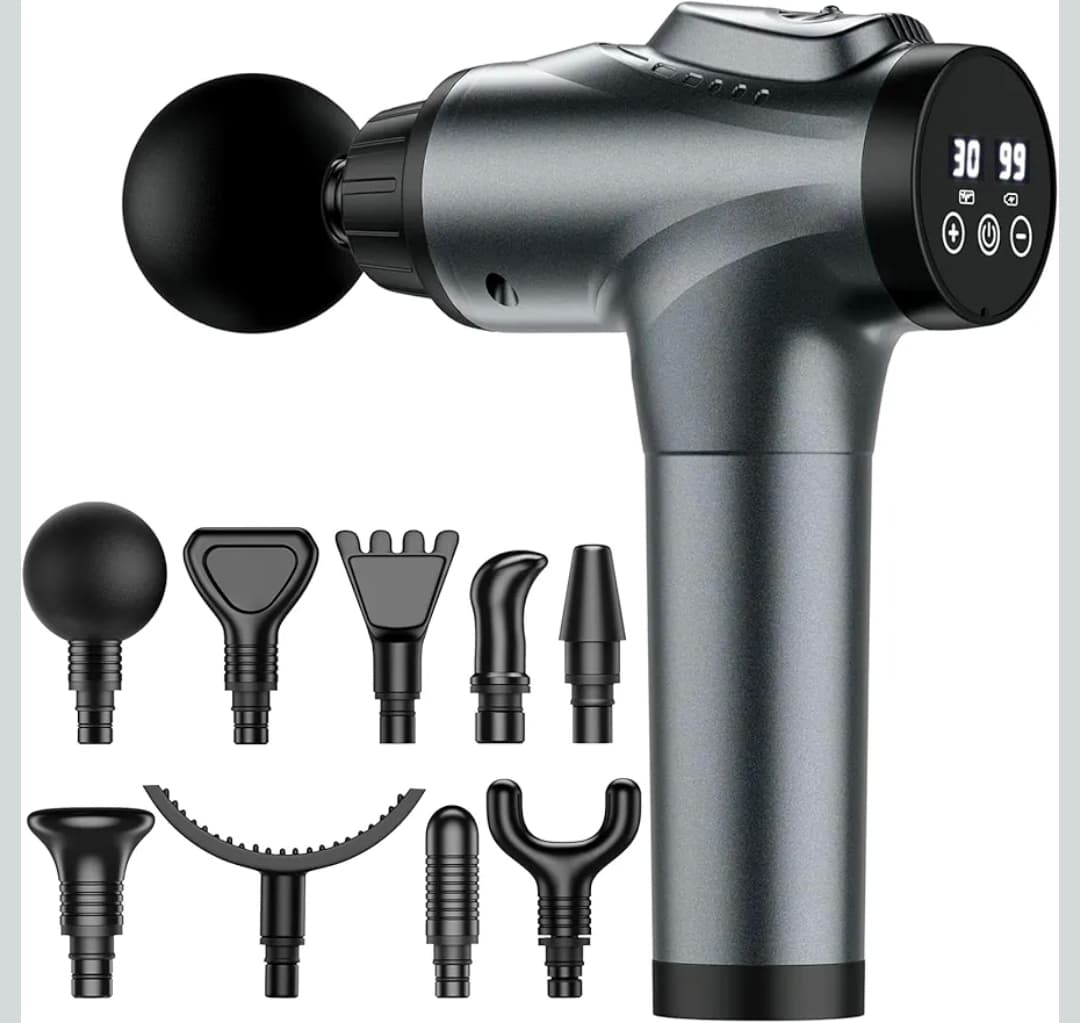 Massage Gun, Muscle Massage Gun for Athletes Handheld Electric Deep Tissue Back Massager, Percussion Massage Device for Pain Relief with 30 Speed Levels 9 Heads