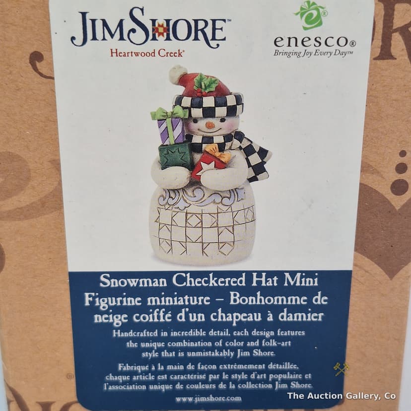 Jim Shore Heartwood Creek Snowman Checkered Hat Mini Figurine, New in Box โ photo 2