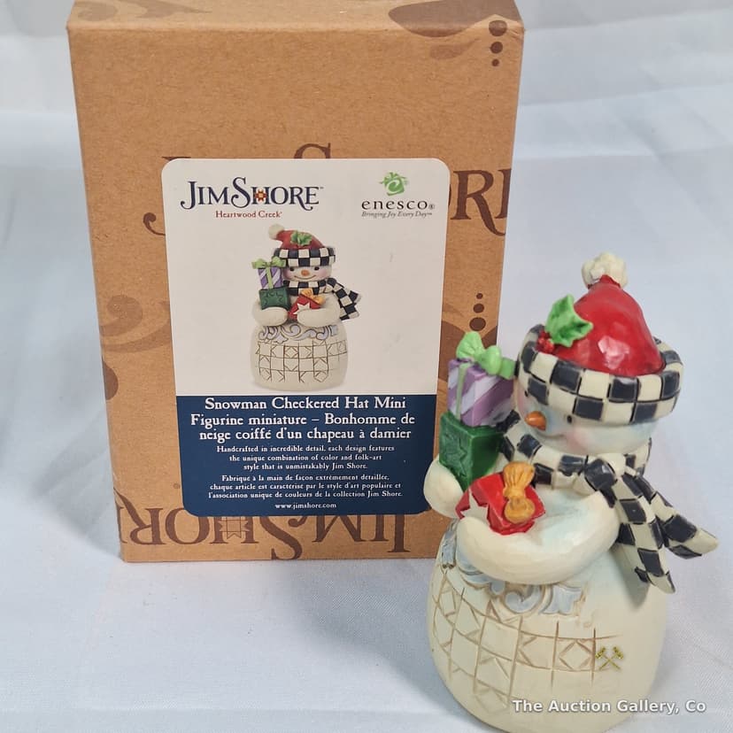 Jim Shore Heartwood Creek Snowman Checkered Hat Mini Figurine, New in Box โ photo 4