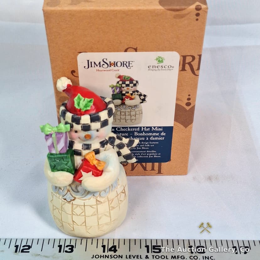 Jim Shore Heartwood Creek Snowman Checkered Hat Mini Figurine, New in Box