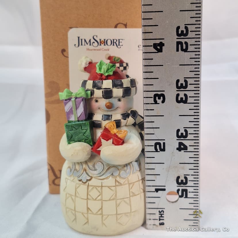 Jim Shore Heartwood Creek Snowman Checkered Hat Mini Figurine, New in Box โ photo 5