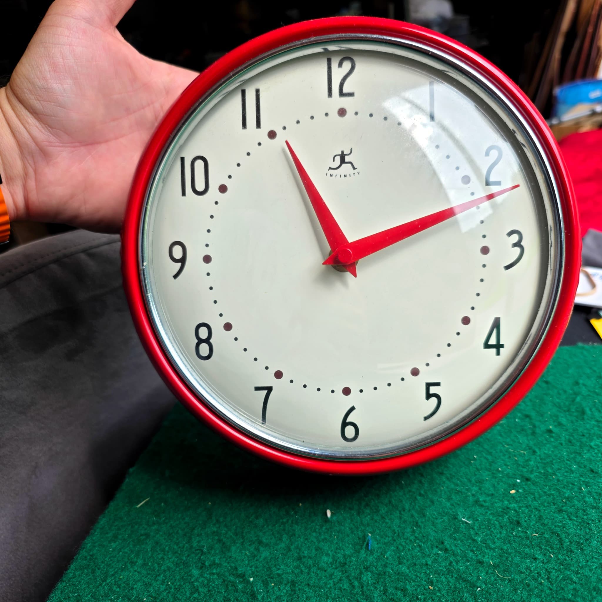 Infinity Instruments Red Retro Wall Clock, 9.5"