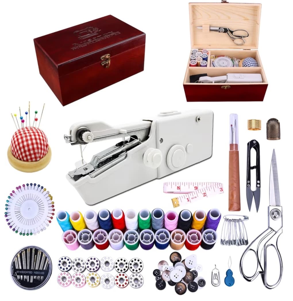 153 pc. Sewing Kit, Includes Handheld Sewing Machine
