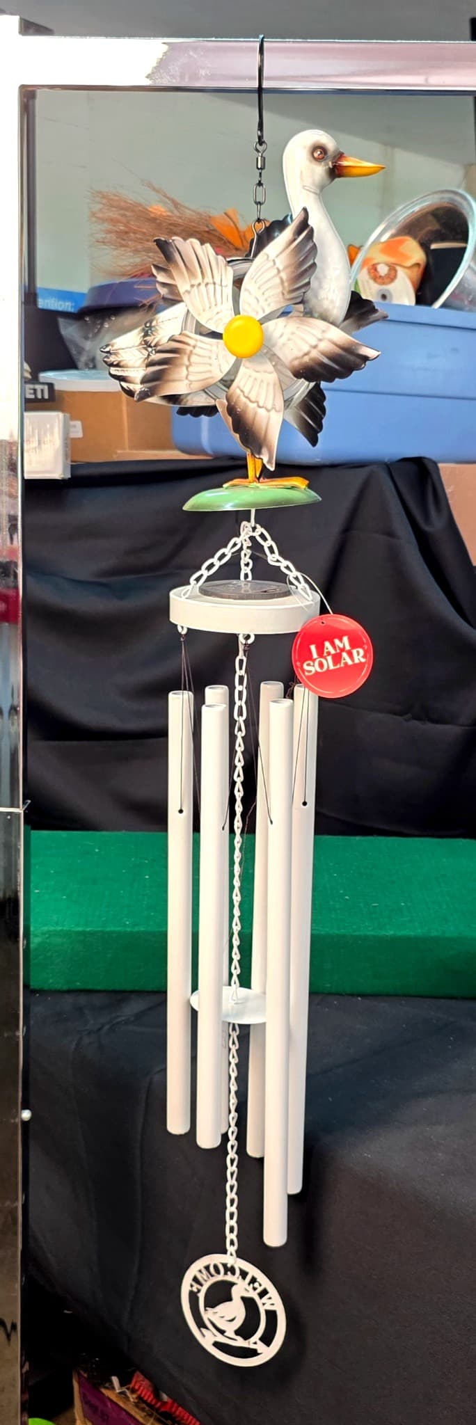 Solar Duck Wind Chime with Spinner, 43" Metal, Brand New