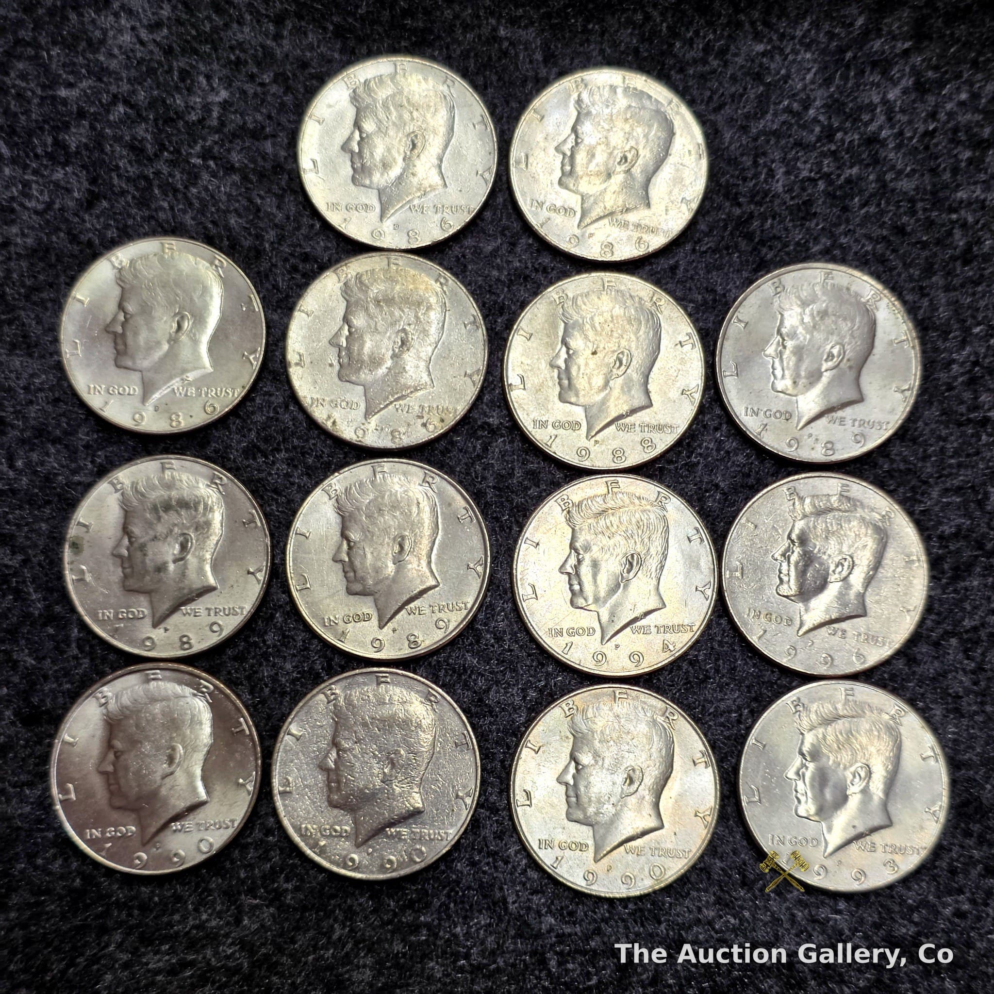 Kennedy Half Dollar Lot of 14, 1986โ1996, Mixed Mint Marks