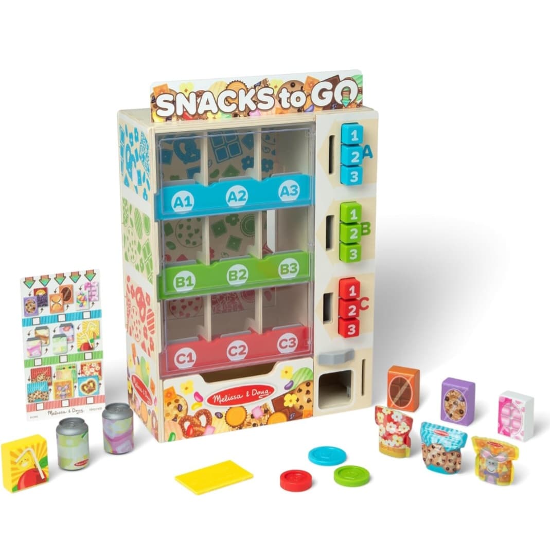 Melissa and Doug Vending Machine - Includes coins, card, and play snack items