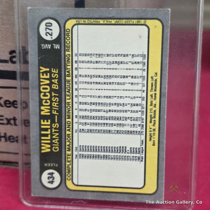 1981 Fleer Willie McCovey Giants Baseball Card #434 โ photo 2