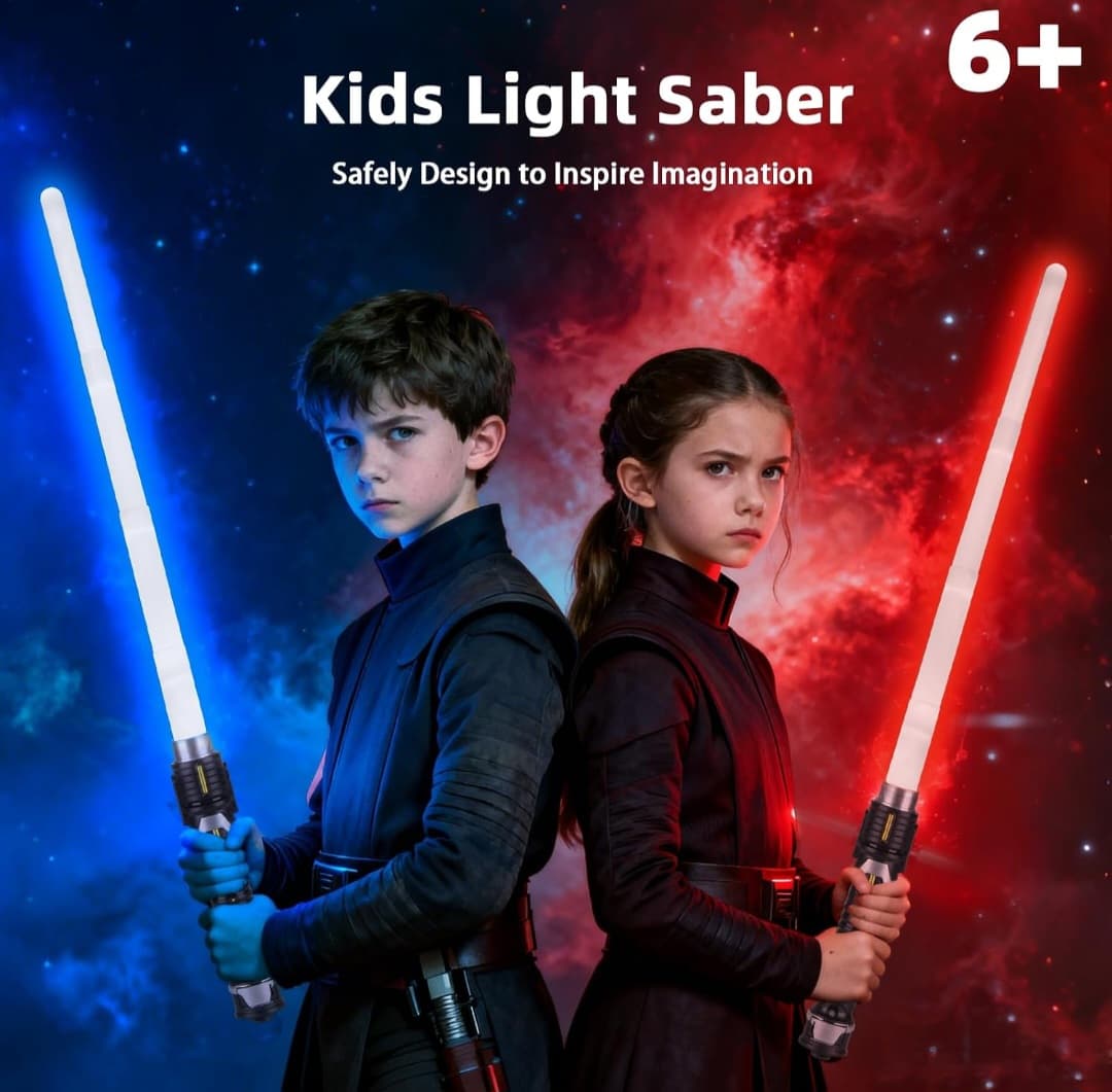 2 Pack Mini Light Sabers for Kids - Interlocking, Retractable, Light Up