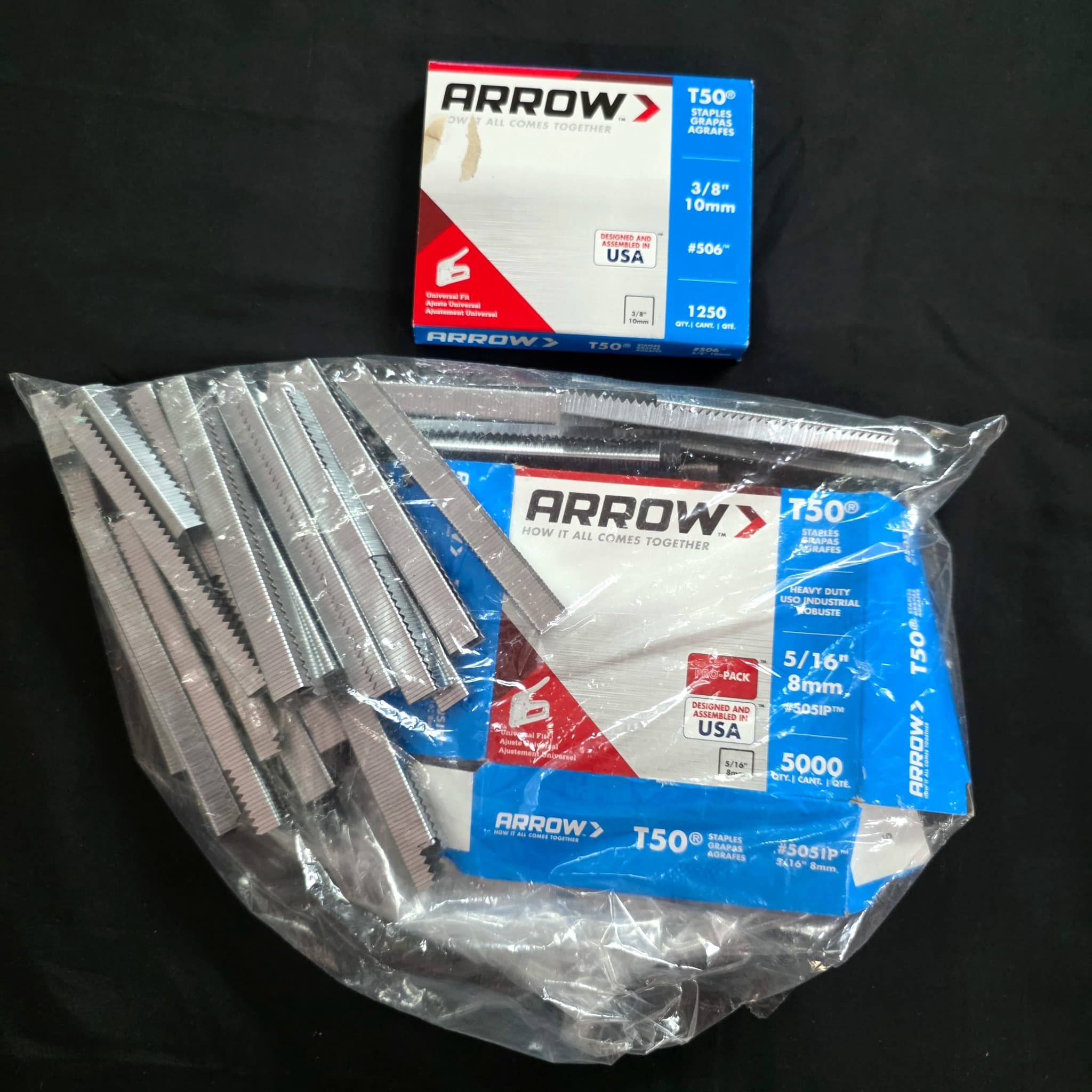 Arrow T50 Staples Lot, 3/8" and 5/16"