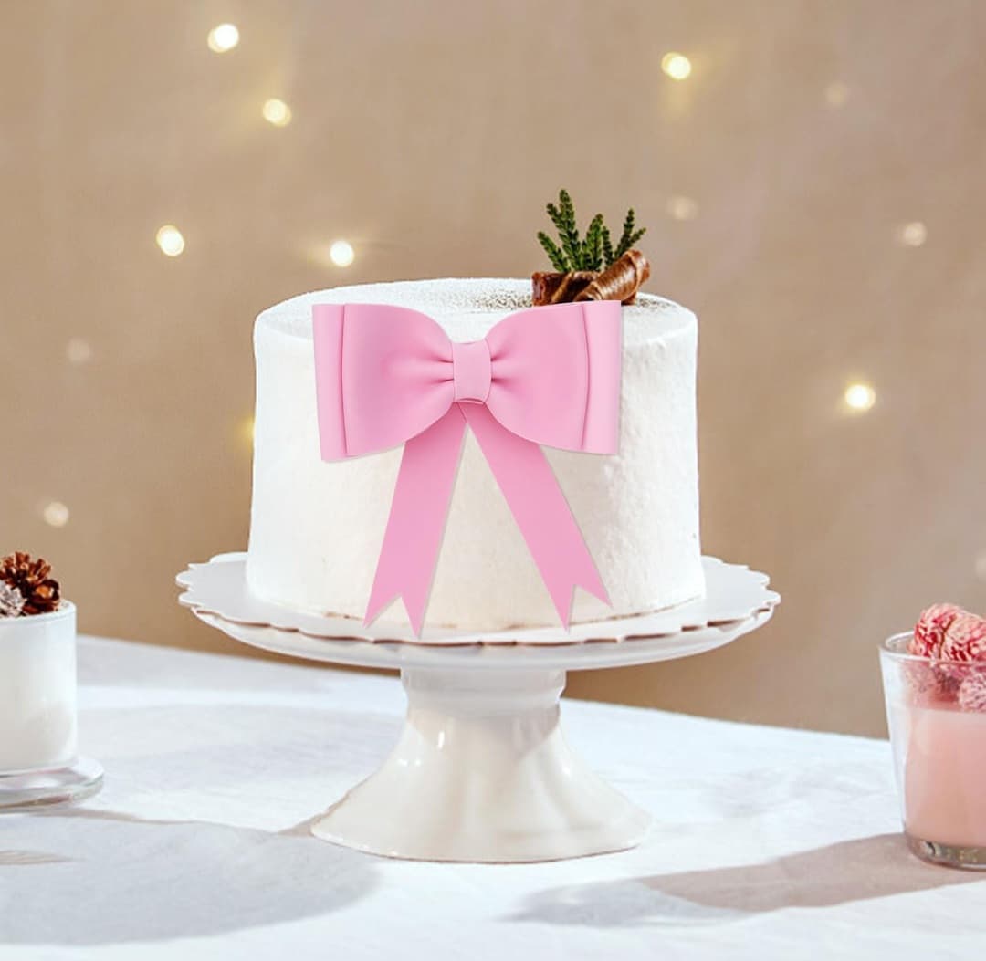 Princess Pink Bow Cake Topper