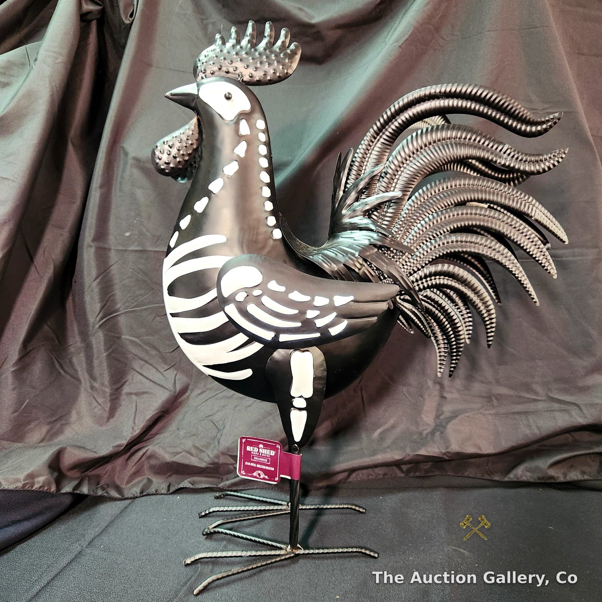 Red Shed Halloween 23" Metal Skeleton Rooster Figure
