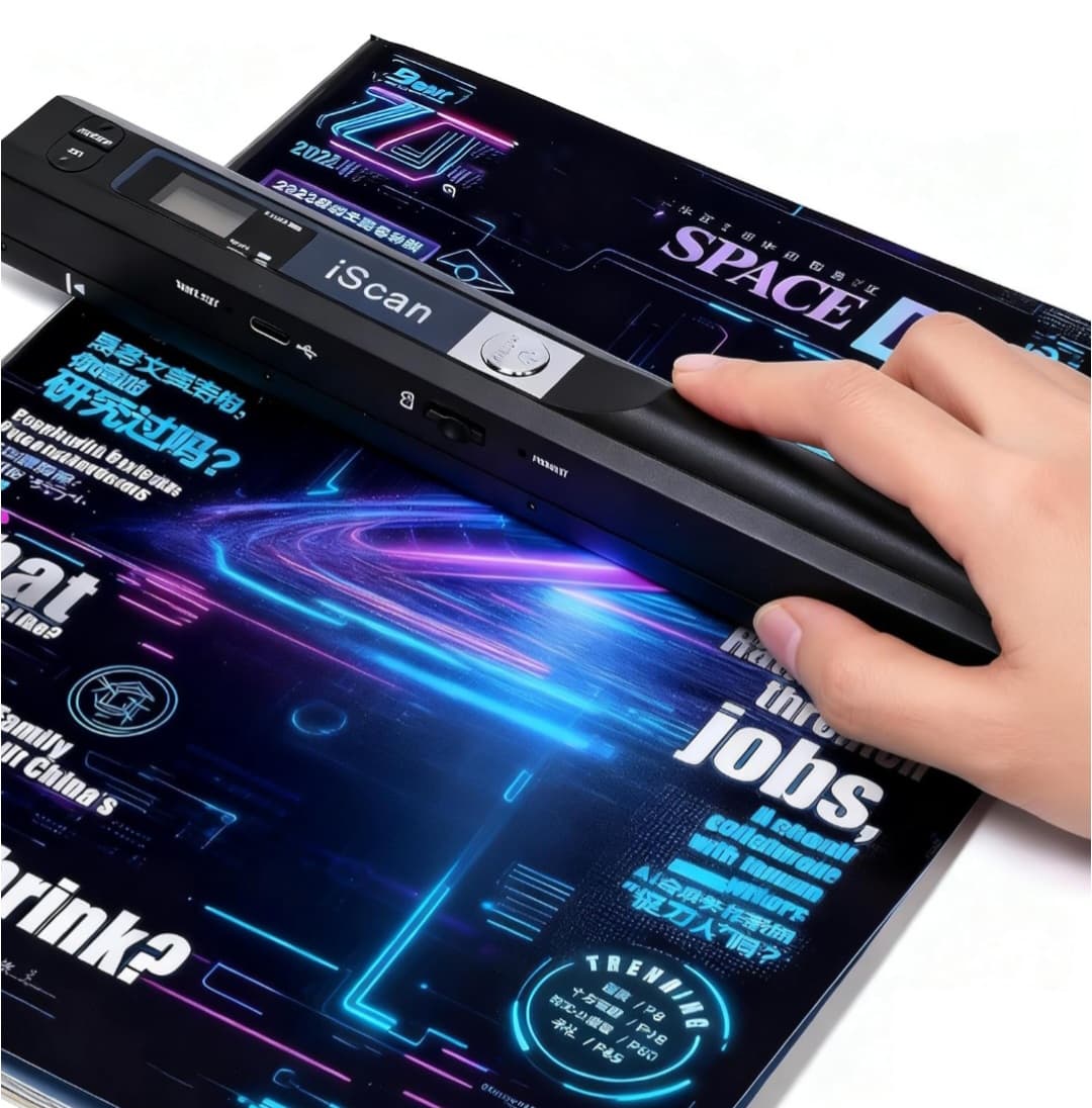 A4 Document Scanner, Portable Card Photo Scanner with 16GB Memory Card, Mini Handheld Receipt Scanners, USB Connection for Computer, Black, LNKH09