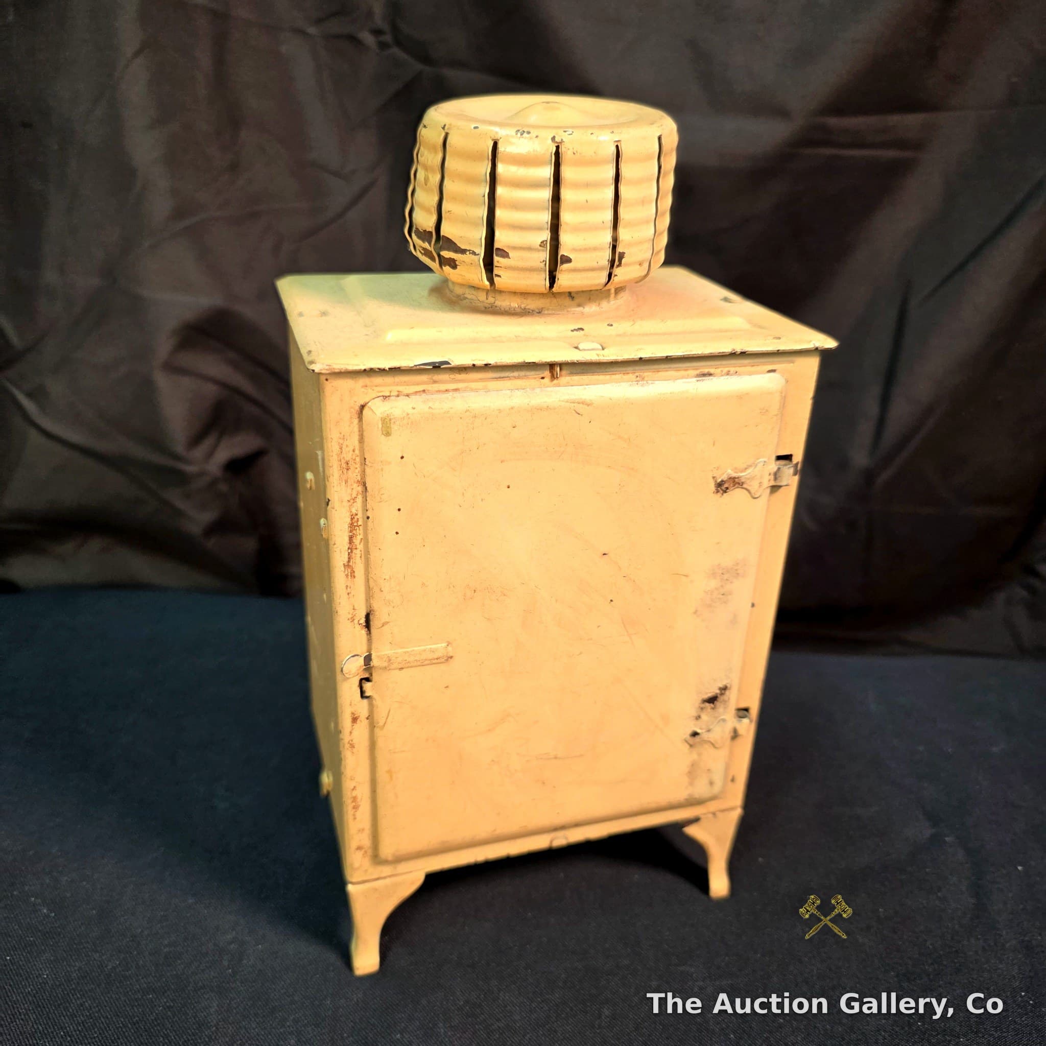 Vintage Tin Toy Icebox Refrigerator with Compressor Topper
