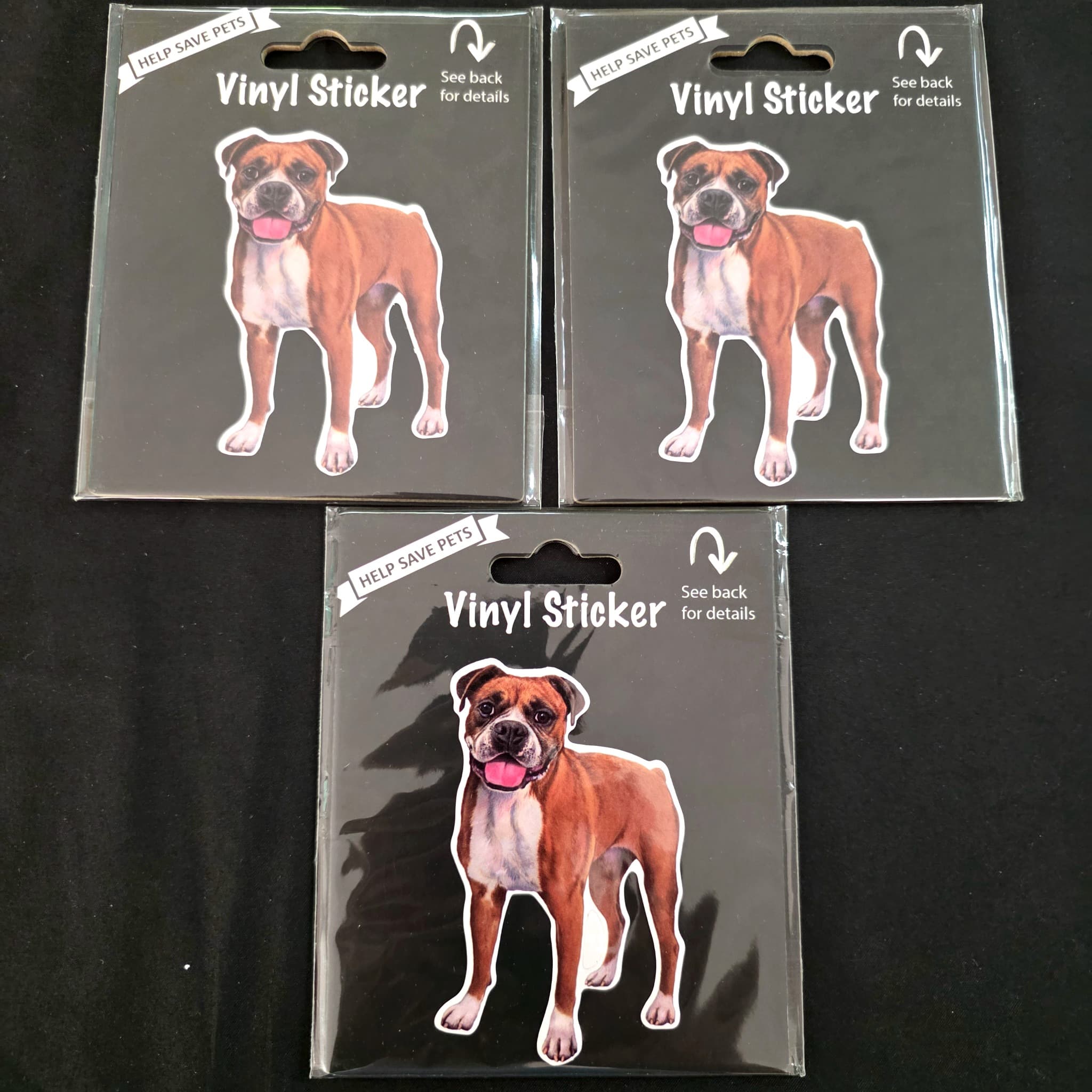 Boxer Dog Vinyl Stickers, Set of 3, Brand New