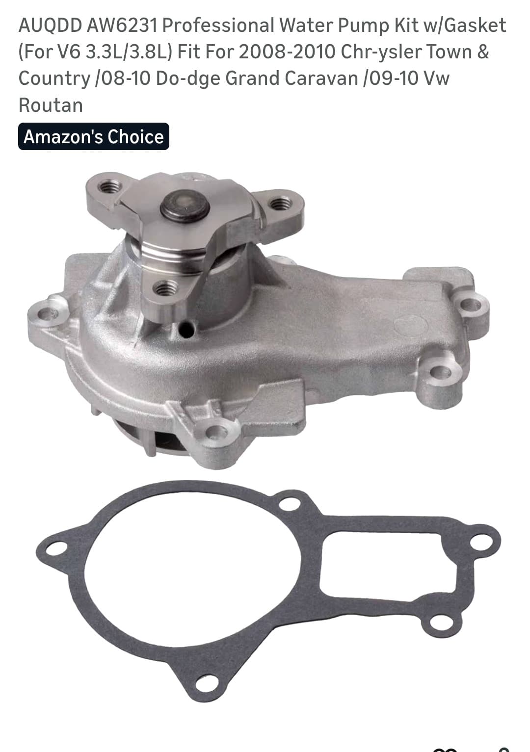 AUQDD AW6231 Water Pump Kit with Gasket, New