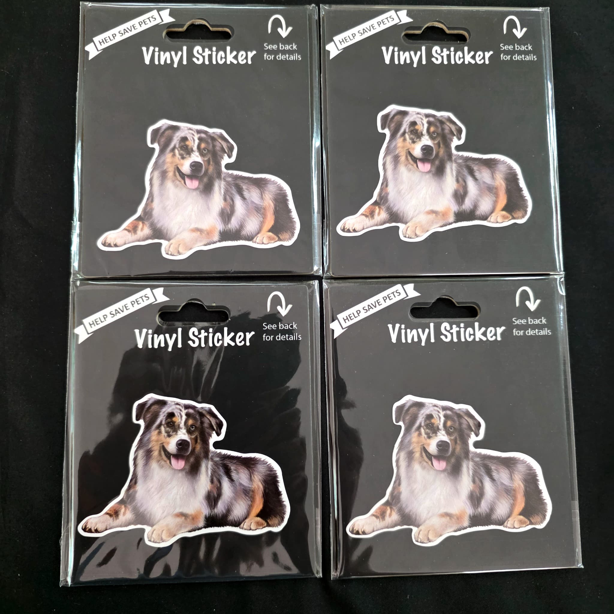 Set of 4 Australian Shepherd Vinyl Stickers, Brand New