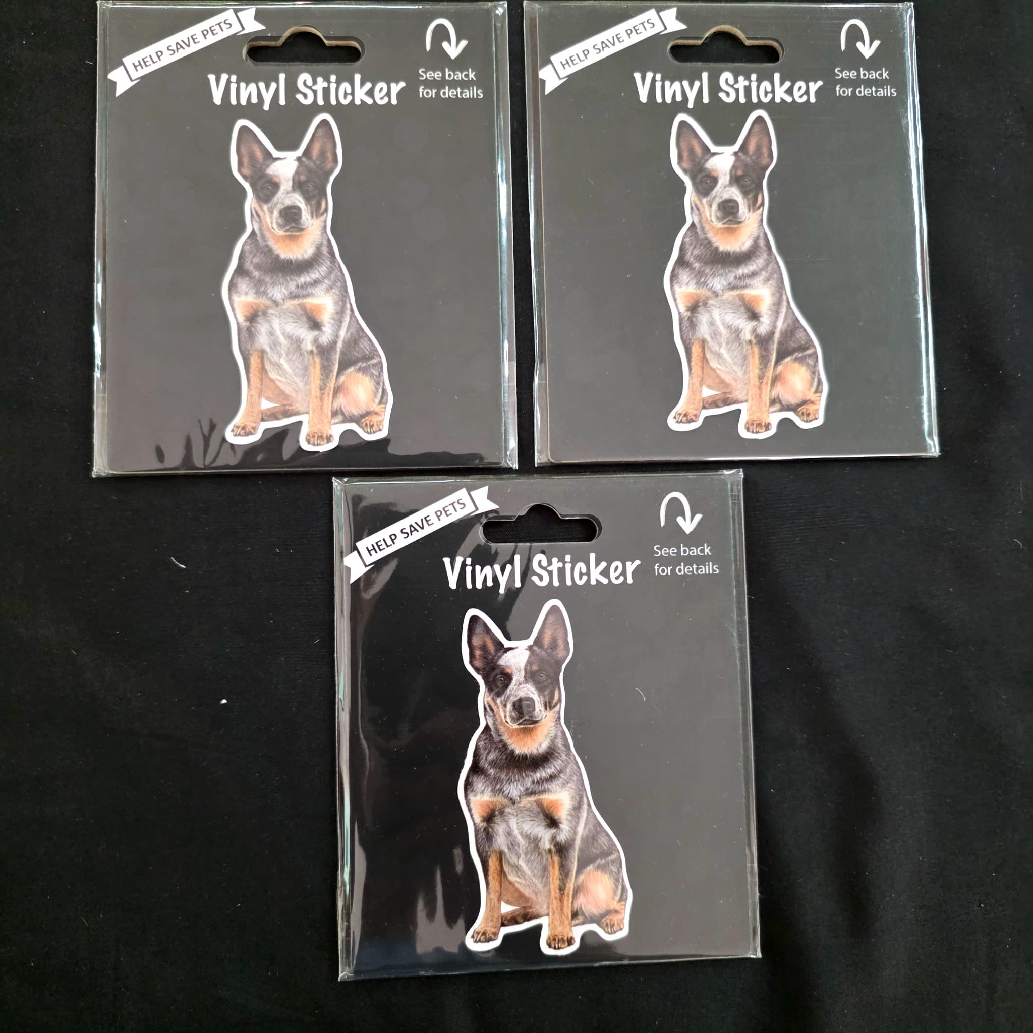 Set of 3 Australian Cattle Dog Vinyl Stickers, Brand New