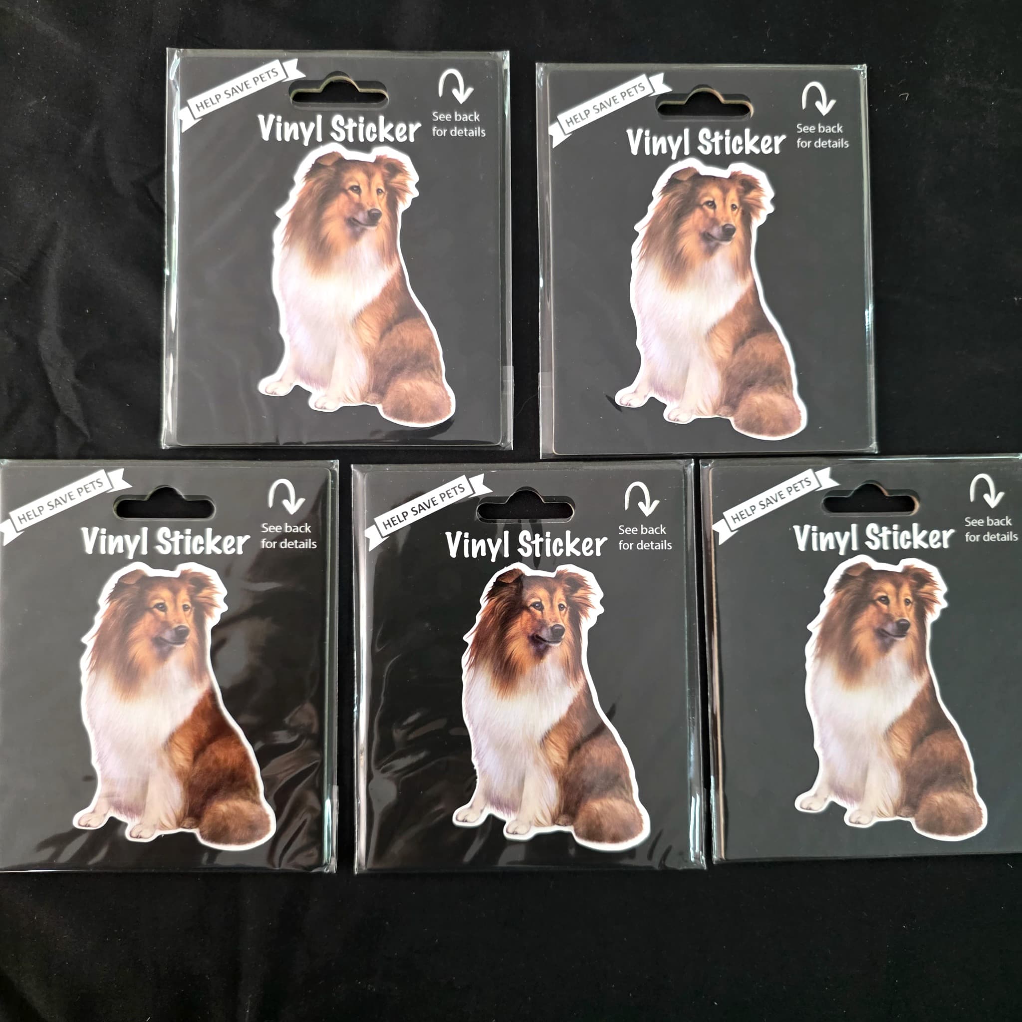Set of 5 Collie Vinyl Stickers, Brand New