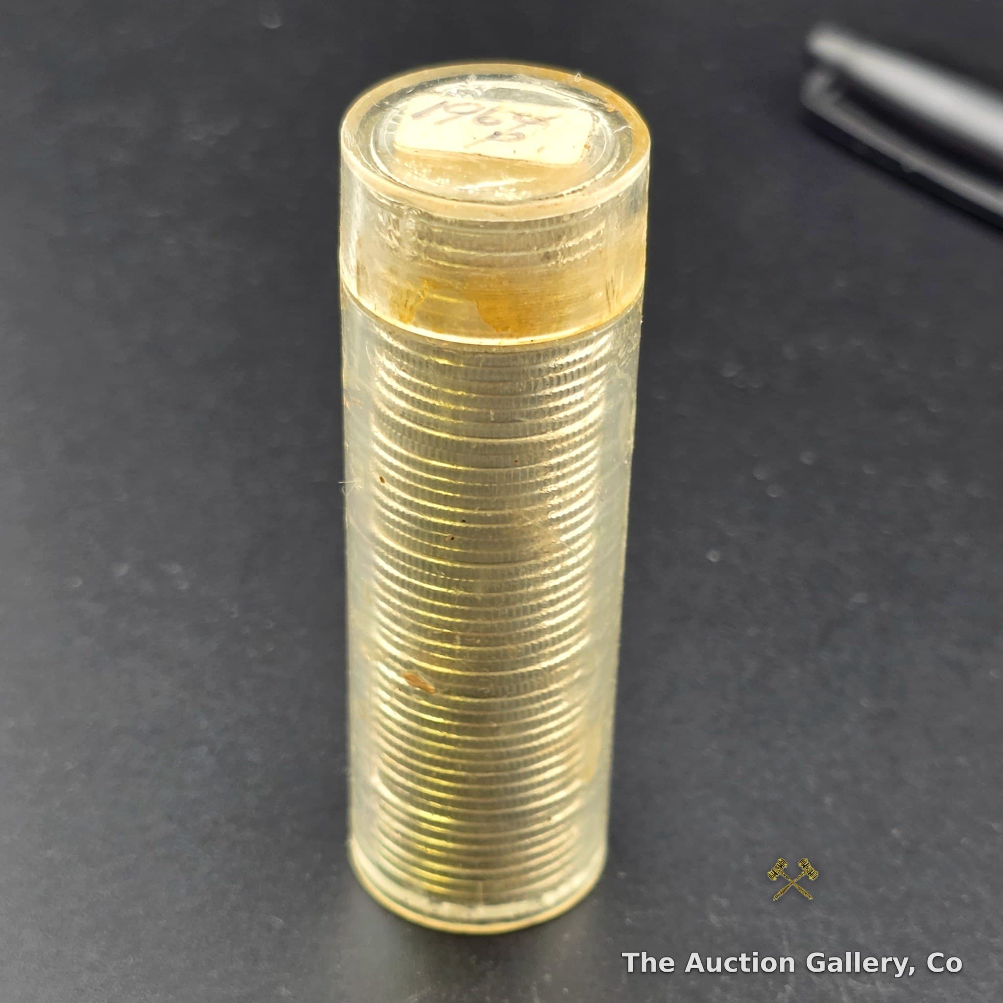1964 Roosevelt Dime Roll, 90% Silver, Plastic tube