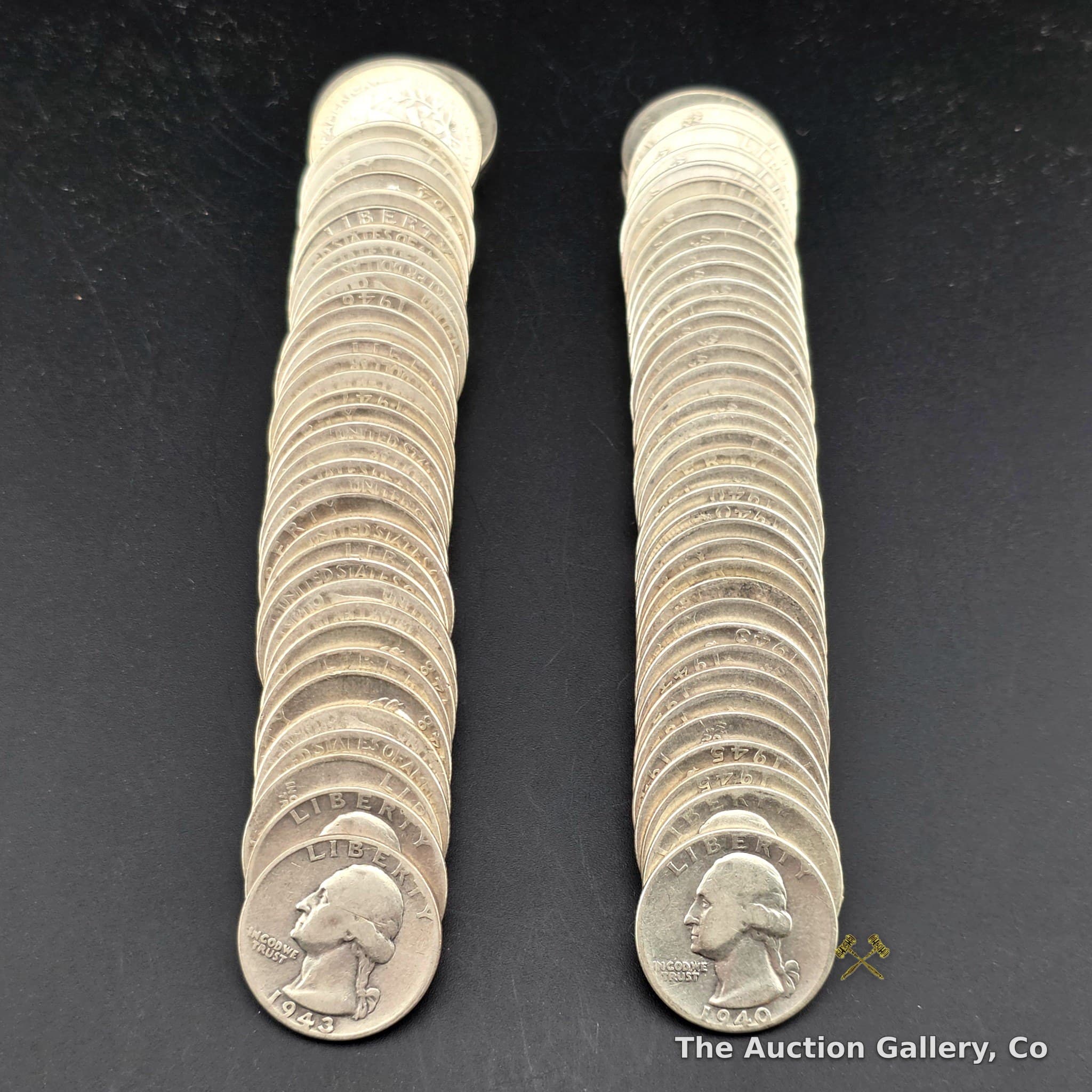 Washington Silver Quarters, 2 Full Rolls (80 Coins), 90% Silver, Unsorted