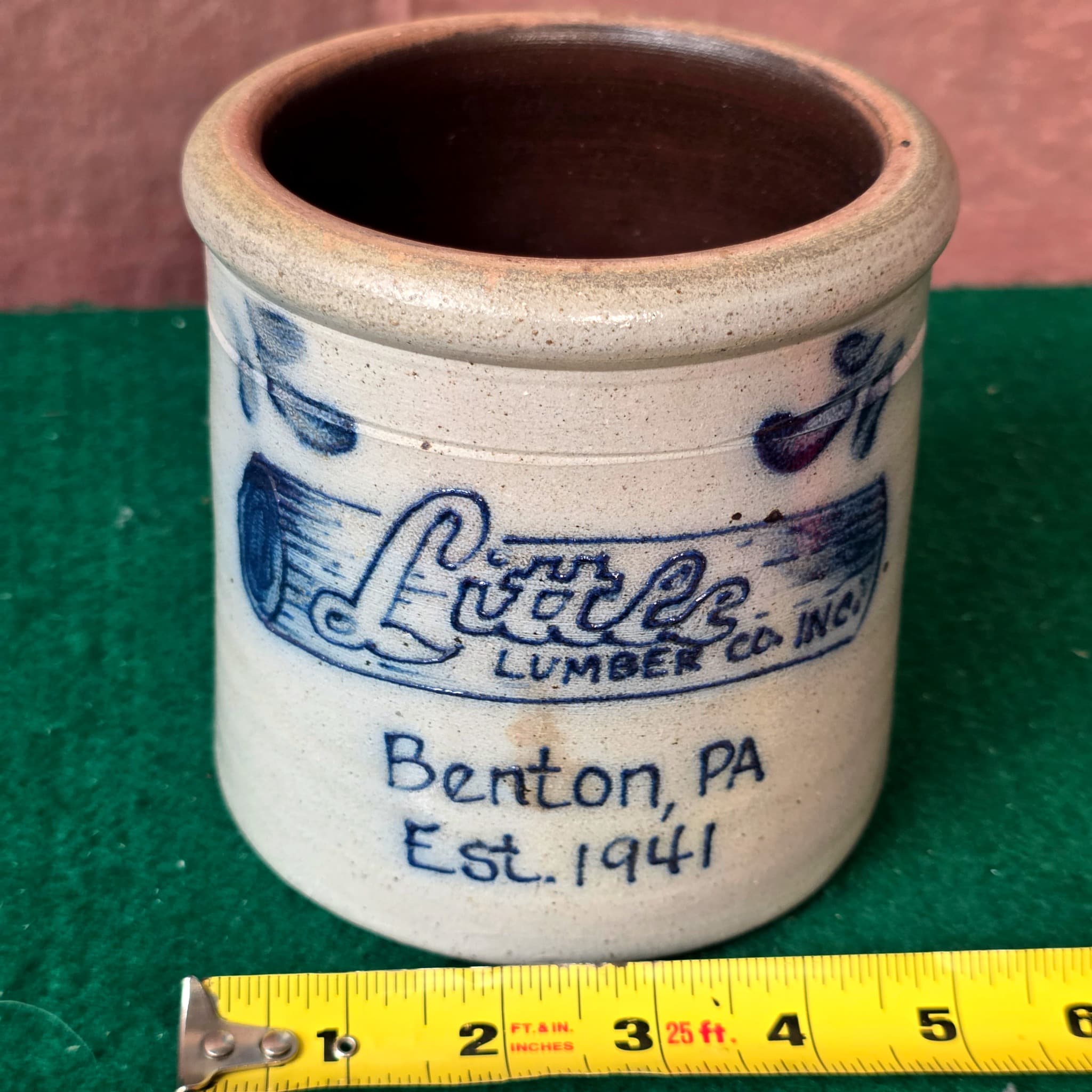 Rockdale Potteries Stoneware Crock, Little Lumber Co. Benton PA
