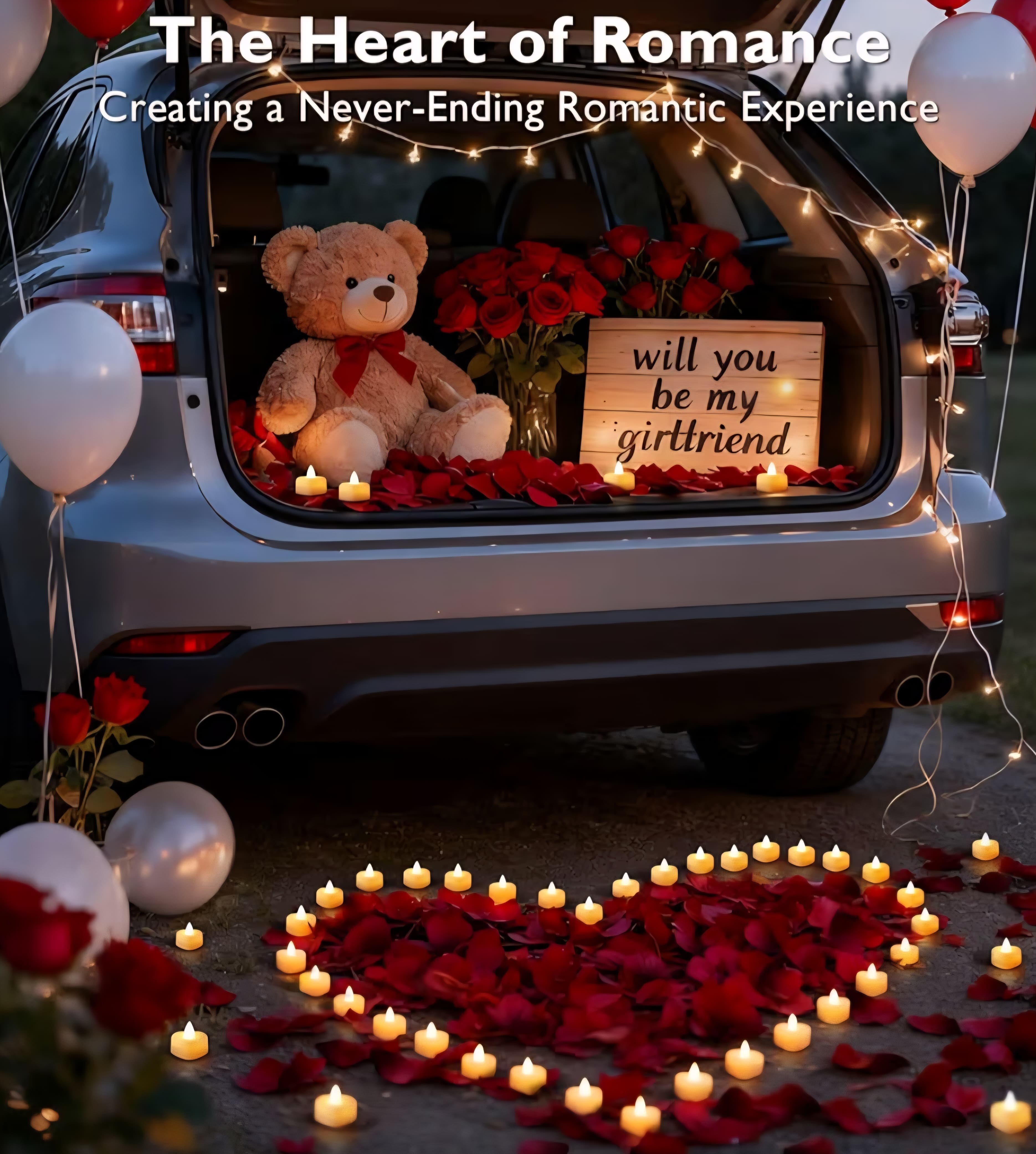 24pc LED Heart Candles & 800pc Rose Petals