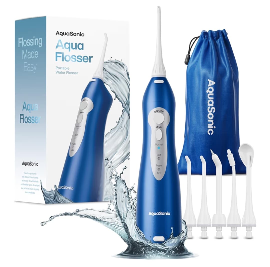 AquaSonic Water Flosser - Cordless Rechargeable with 5 Jet Tips