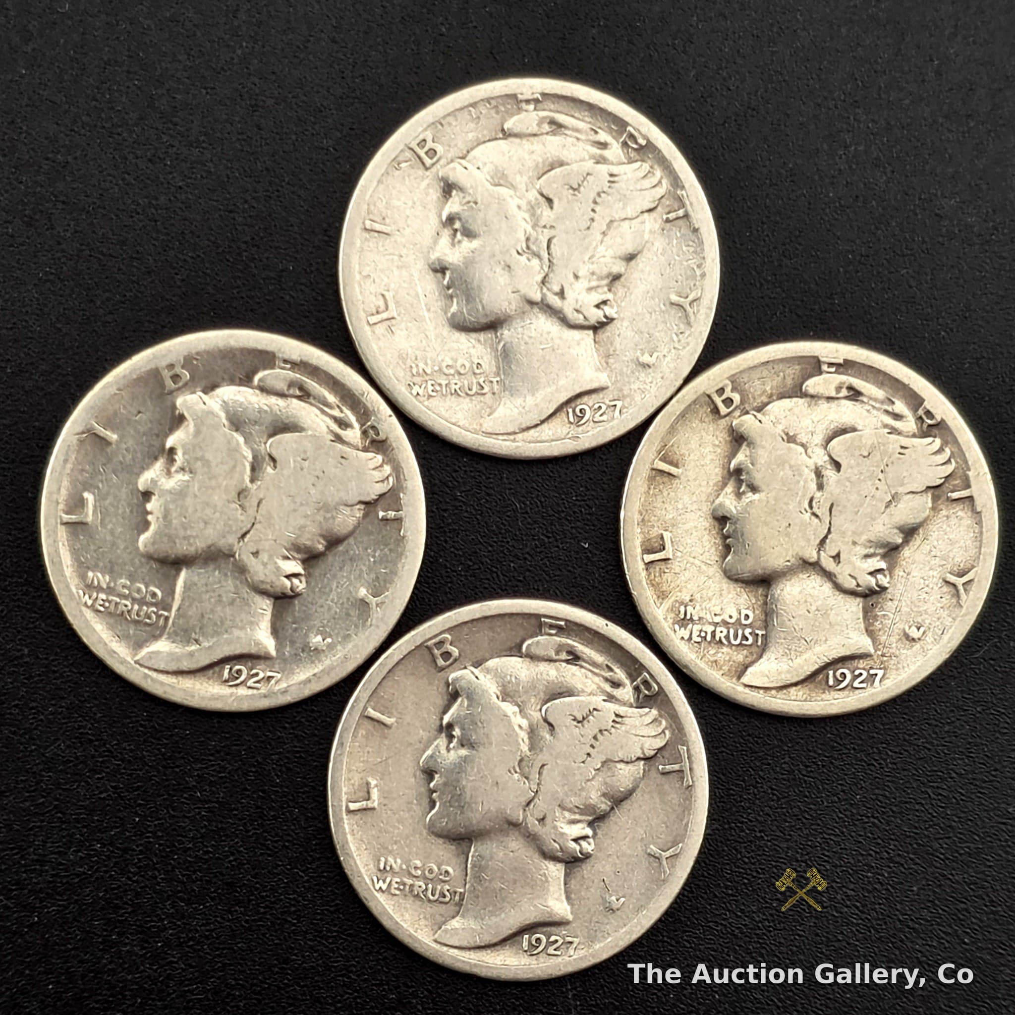 1927 Mercury Dime, 90% Silver โ Lot of 4