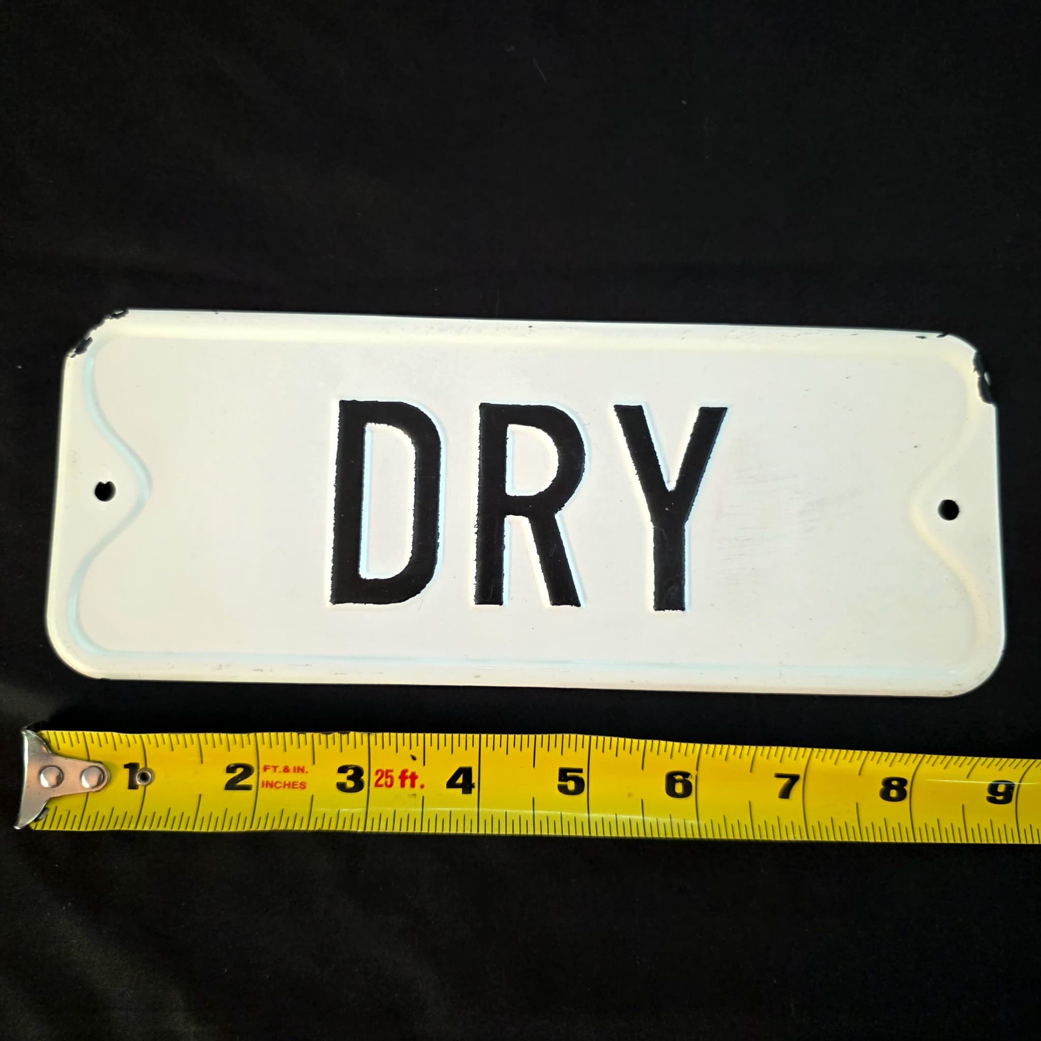 Metal Enamel-Style DRY Sign, 9" Wide