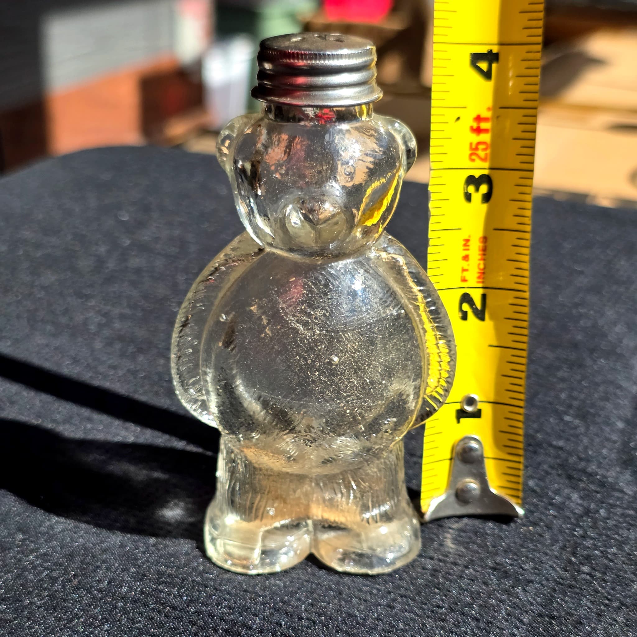 Vintage Glass Teddy Bear Cinnamon Sugar Shaker