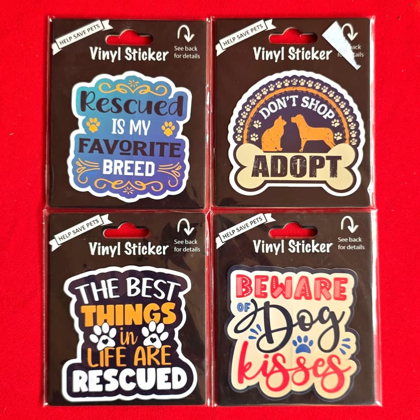 E&S Pets Dog Rescue Vinyl Stickers, Set of 4