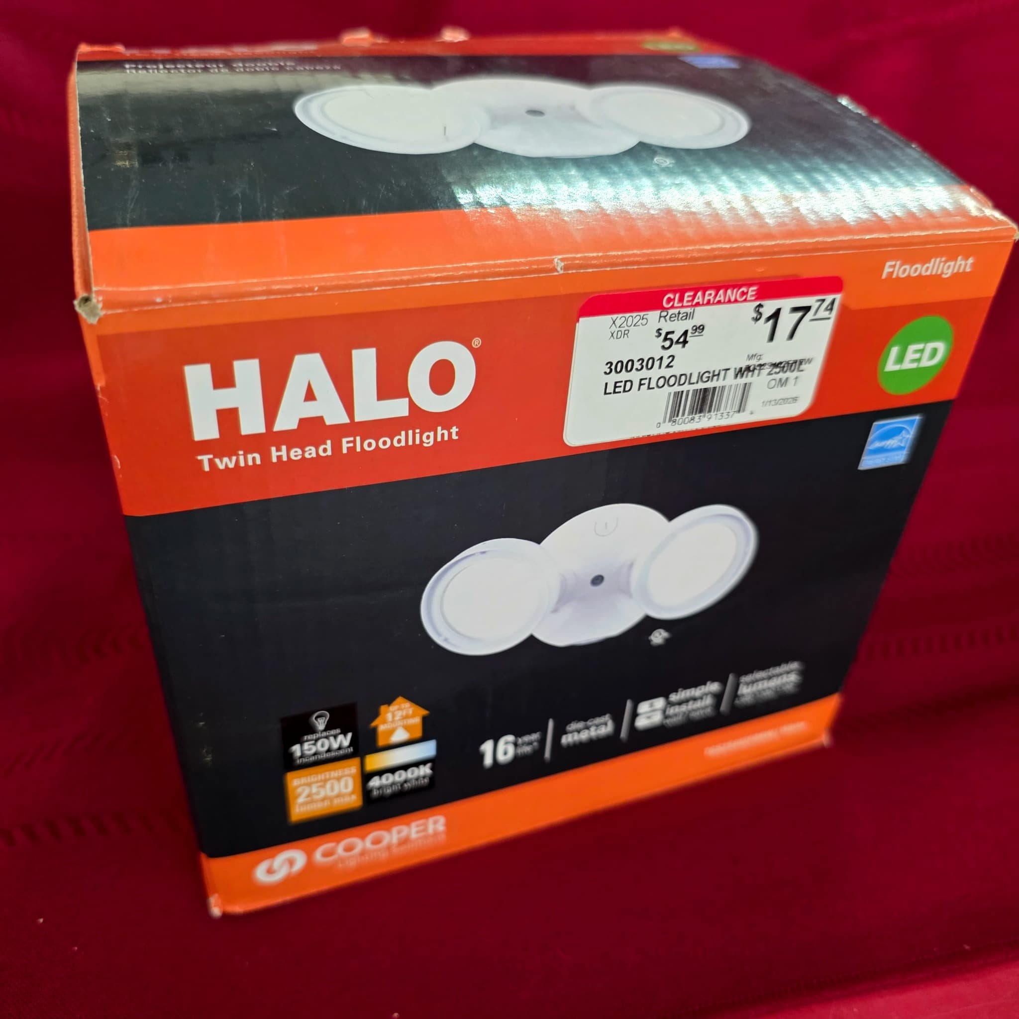 Halo Twin Head LED Floodlight, Brand New