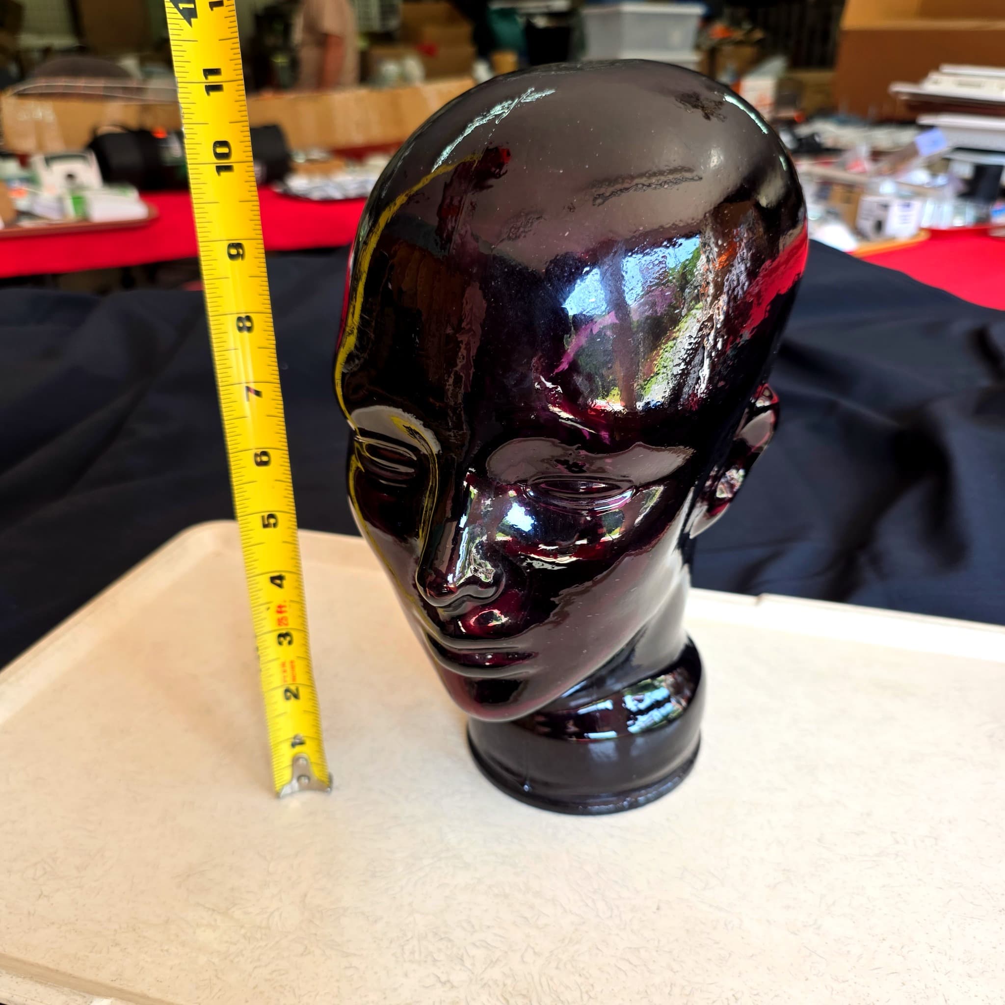 Amethyst Glass Mannequin Display Head, approx 11"