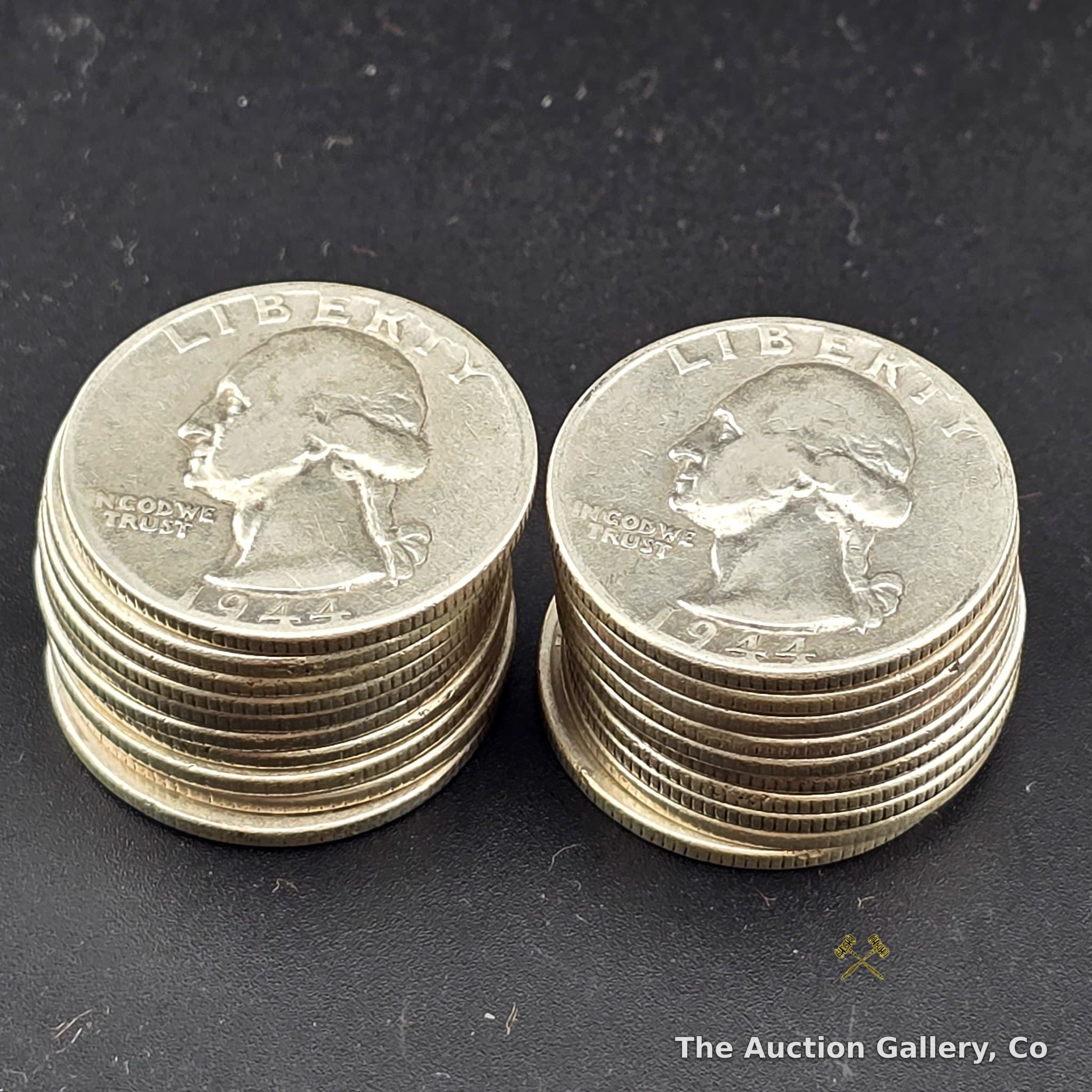 1944 Washington Silver Quarters, Half Roll of 20, 90% Silver