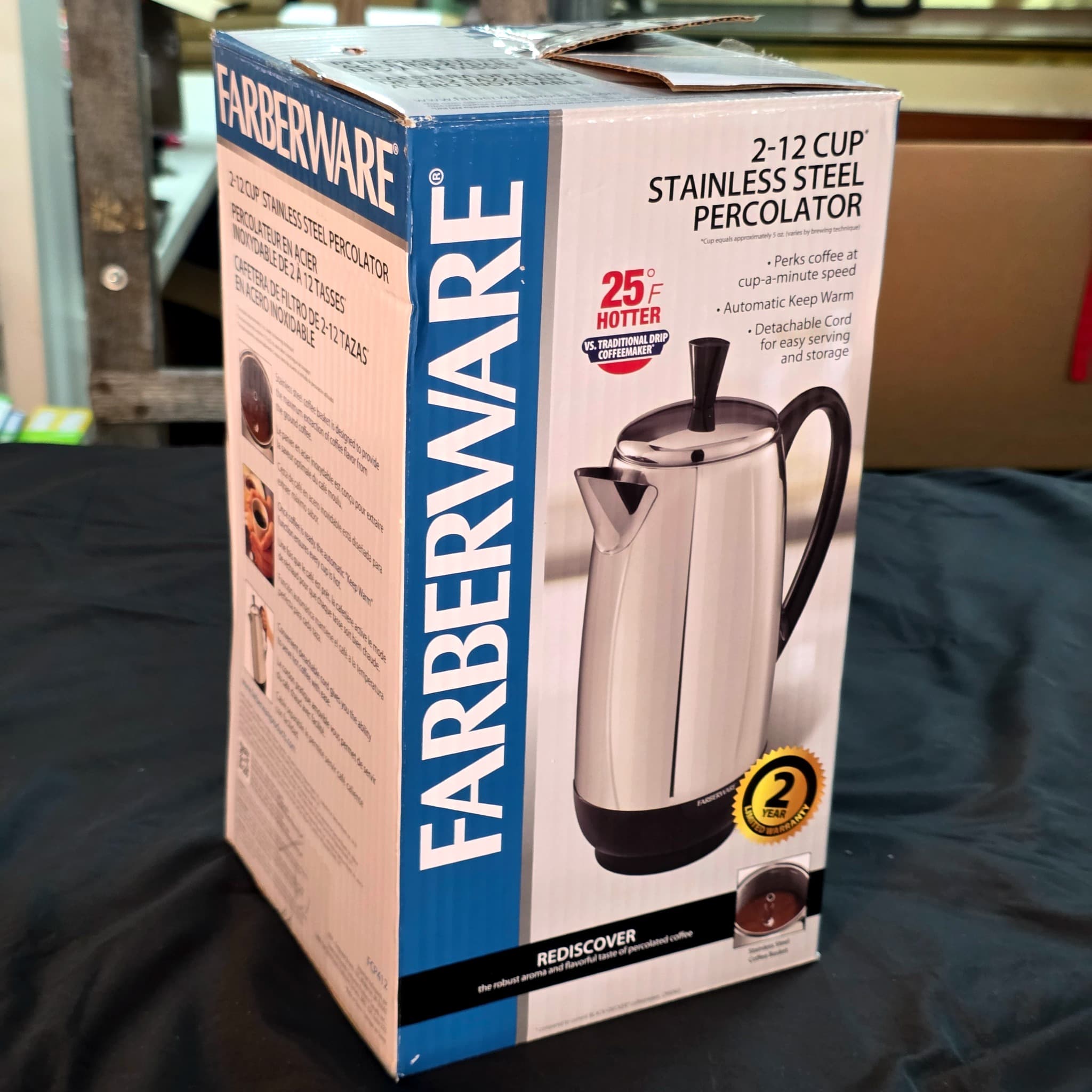 Farberware Stainless Steel Percolator, 2-12 Cup, Brand New