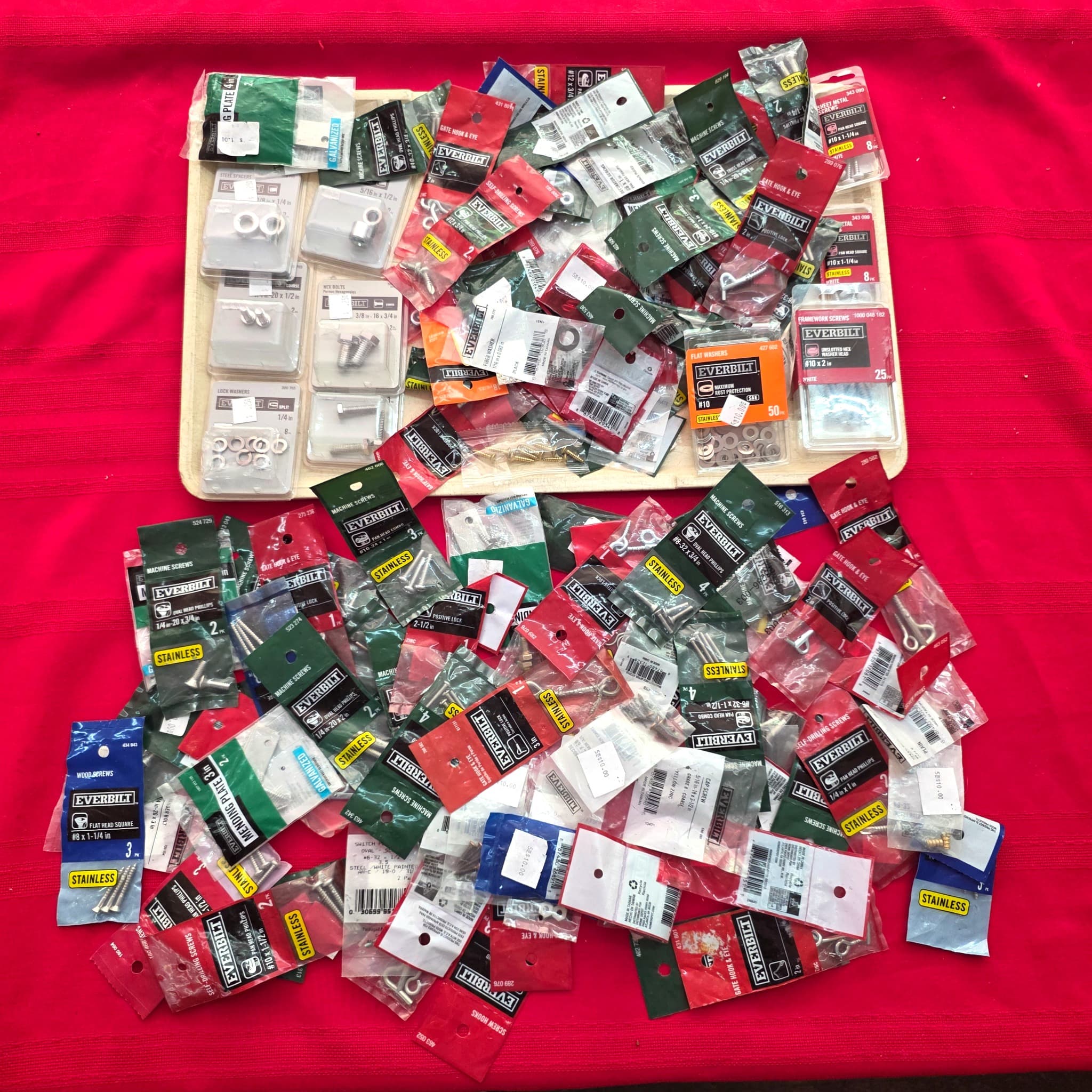Large Lot of Everbilt Hardware Packs, Dozens of Pieces