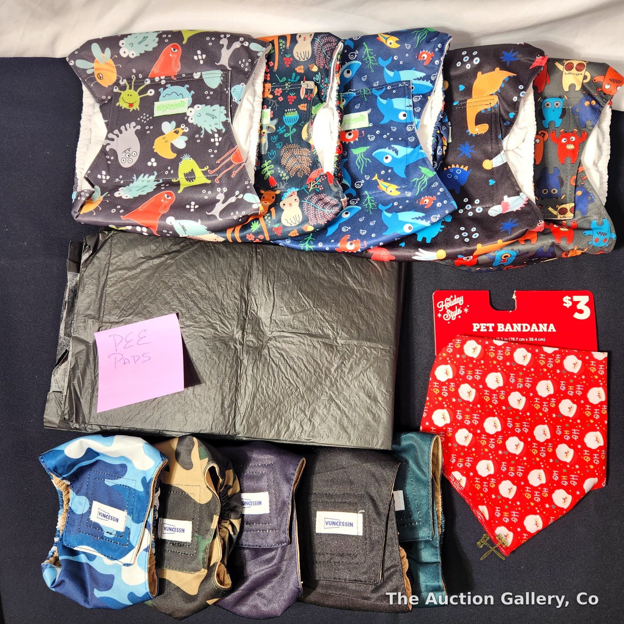 Dog Diaper & Pet Care Lot — Diapers, Pee Pads, Bandana