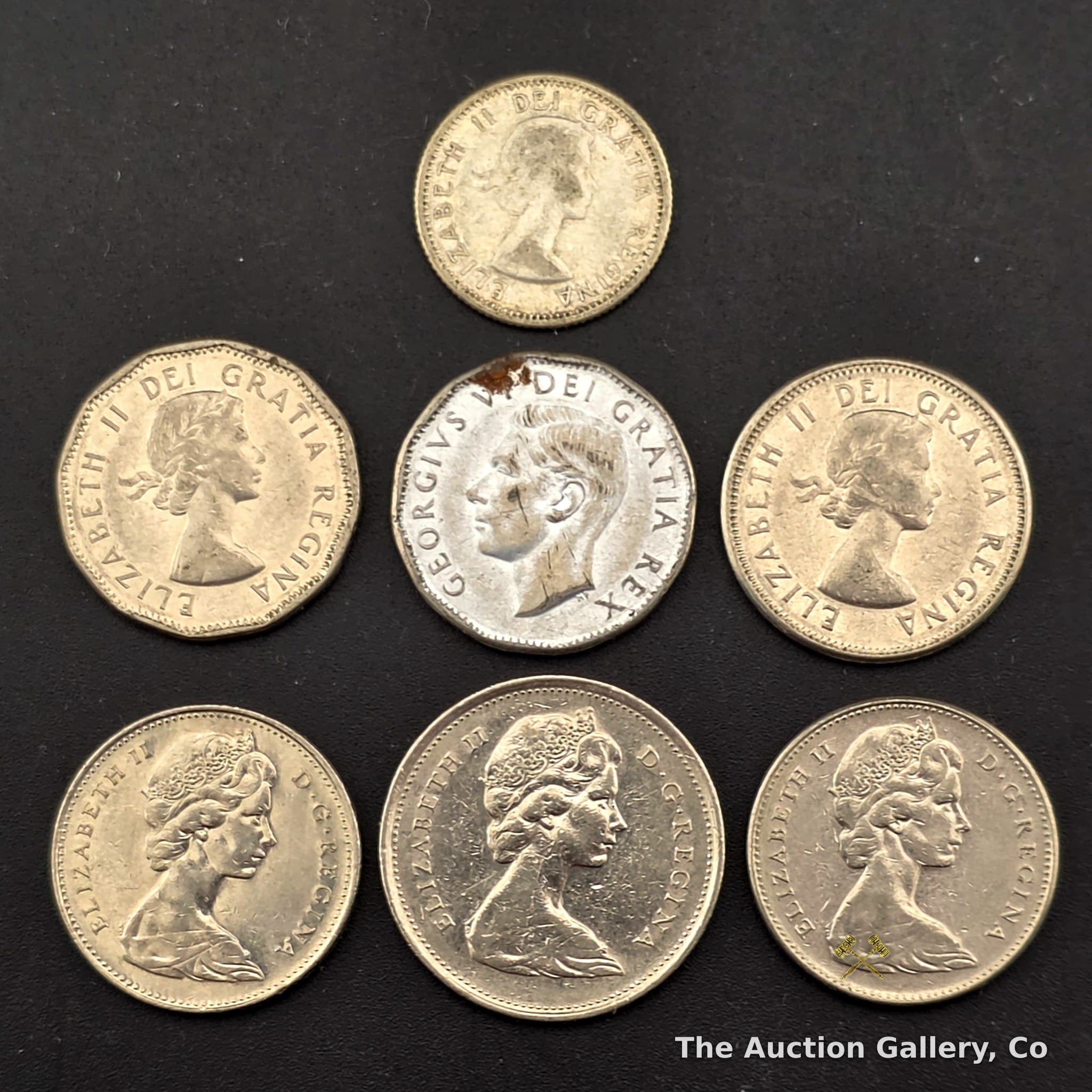 Canadian Coin Lot of 7, 1951โ1973, Includes 1956 Silver Dime