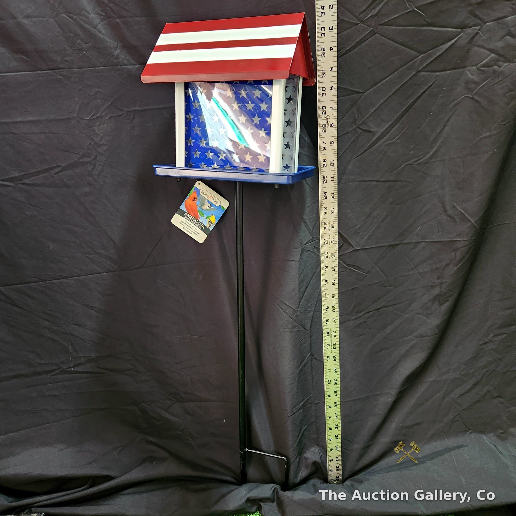 Royal Wing Americana Stake Bird Feeder, Patriotic Stars & Stripes