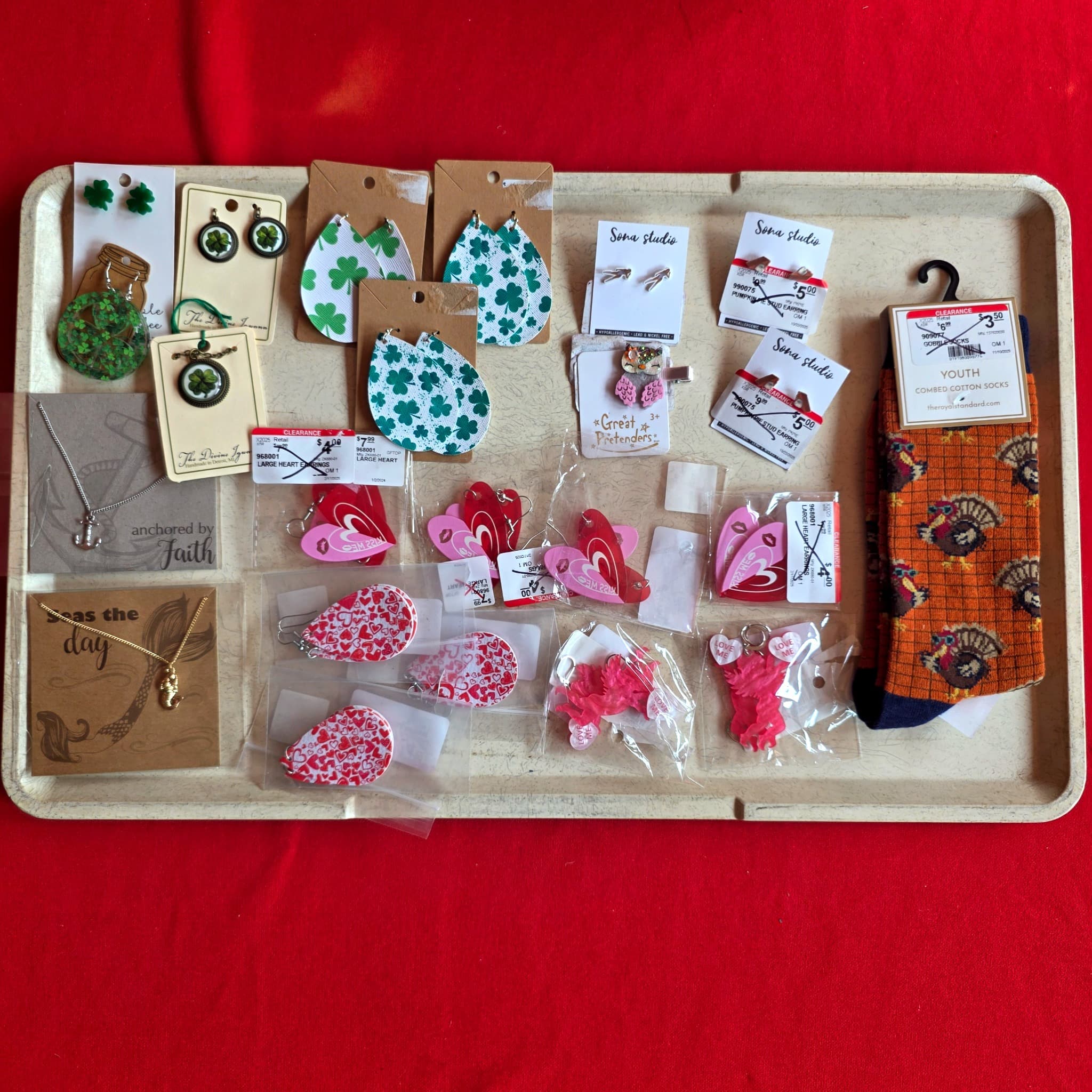 Mixed Lot of 22 New Jewelry, Accessories & Socks