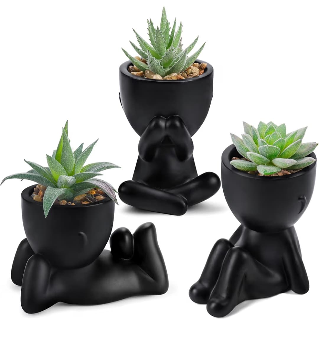 Small Figures Planter Set (3) - Faux Plants