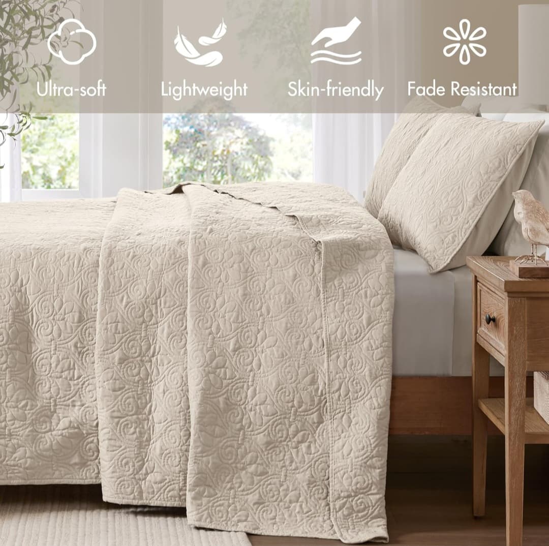 Quilt Bedding Set - Twin (Ivory)