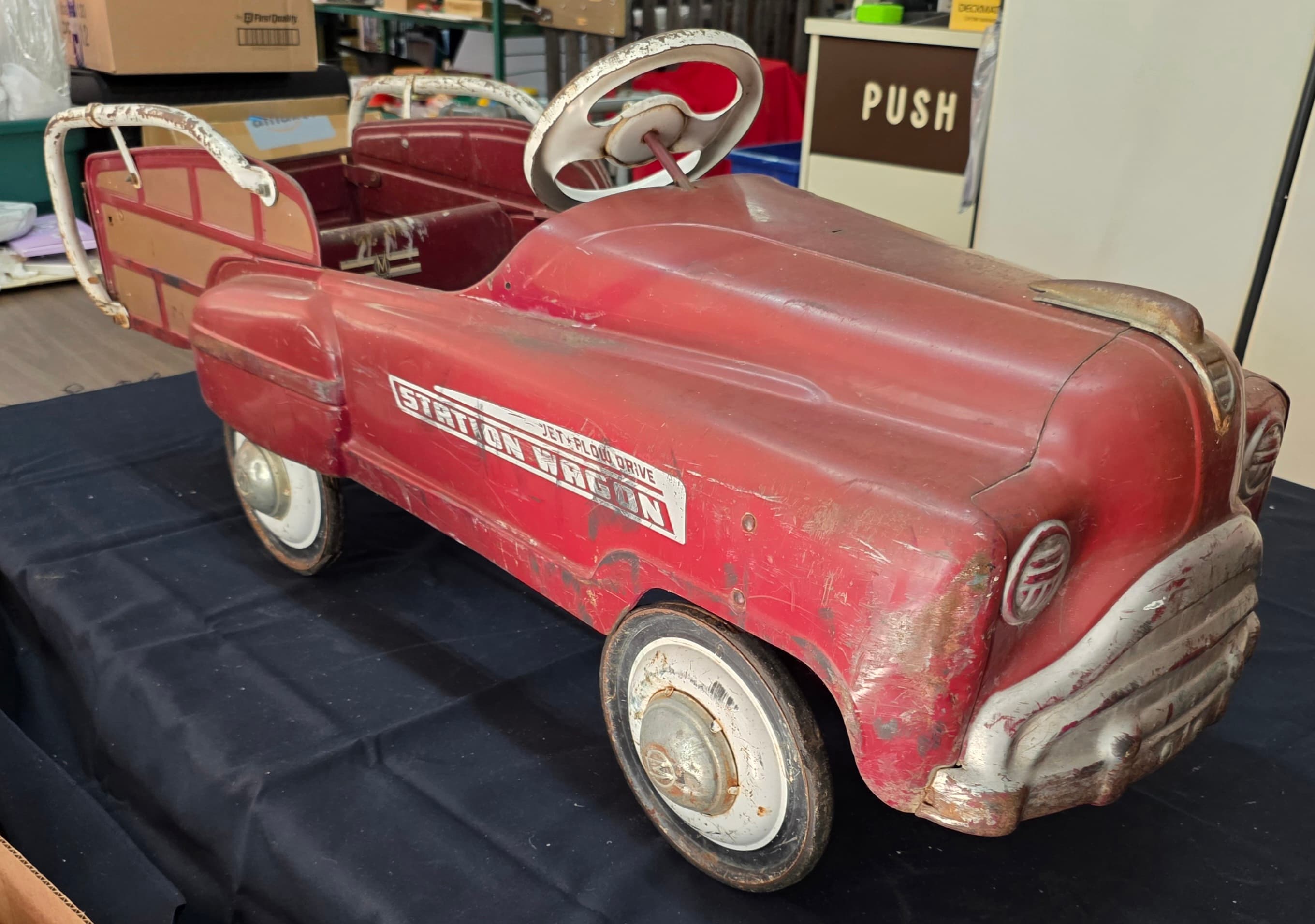 Vintage 1950s Murray "Sad Face" Station Wagon Pedal Car โ All Original Patina