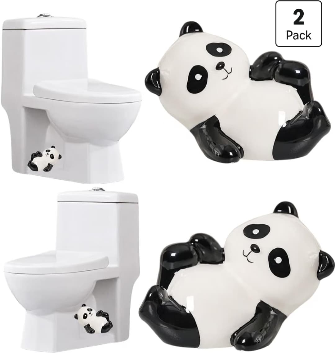 2PCS Ceramic Panda Toilet Bolt Covers