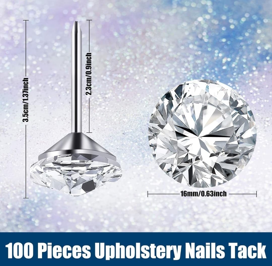 100pc Upholstry Nails - Diamond/Crystal